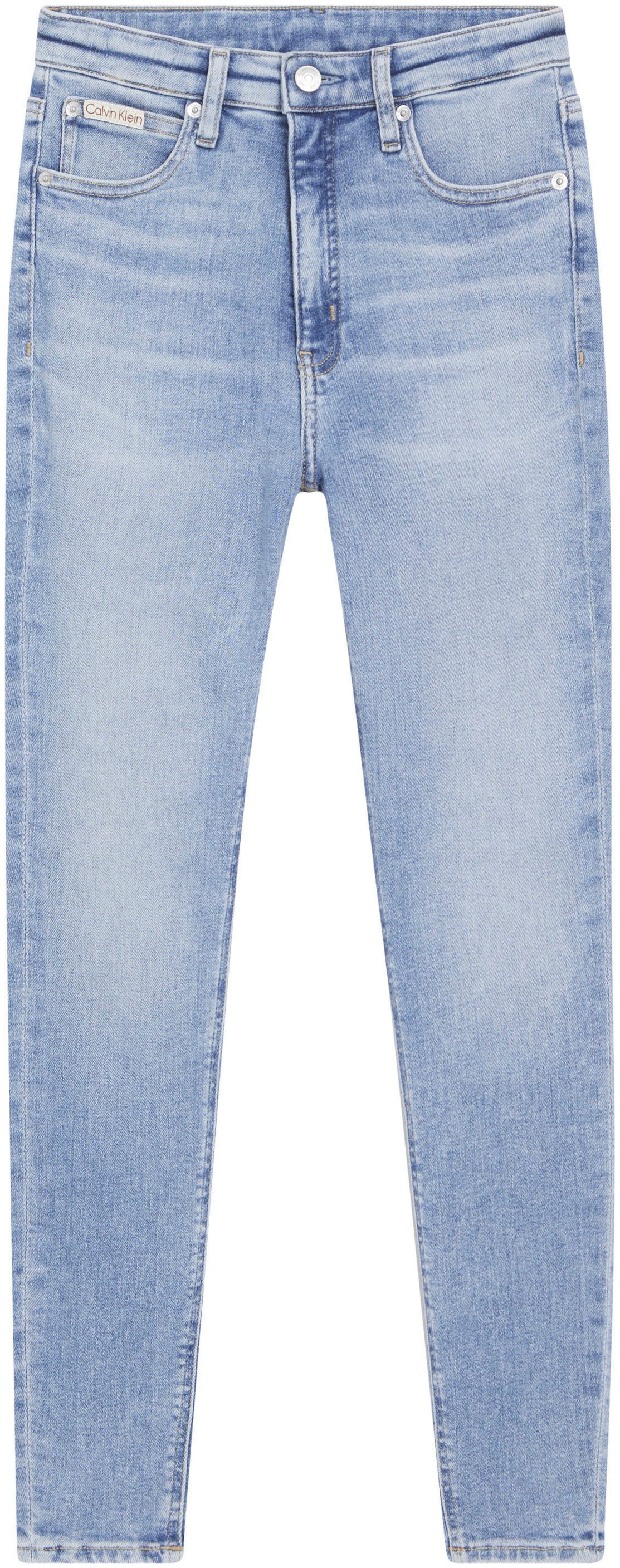 Calvin Klein Skinny fit jeans HIGH RISE SUPER SKINNY ANKLE met stone-wash look met muntzakje