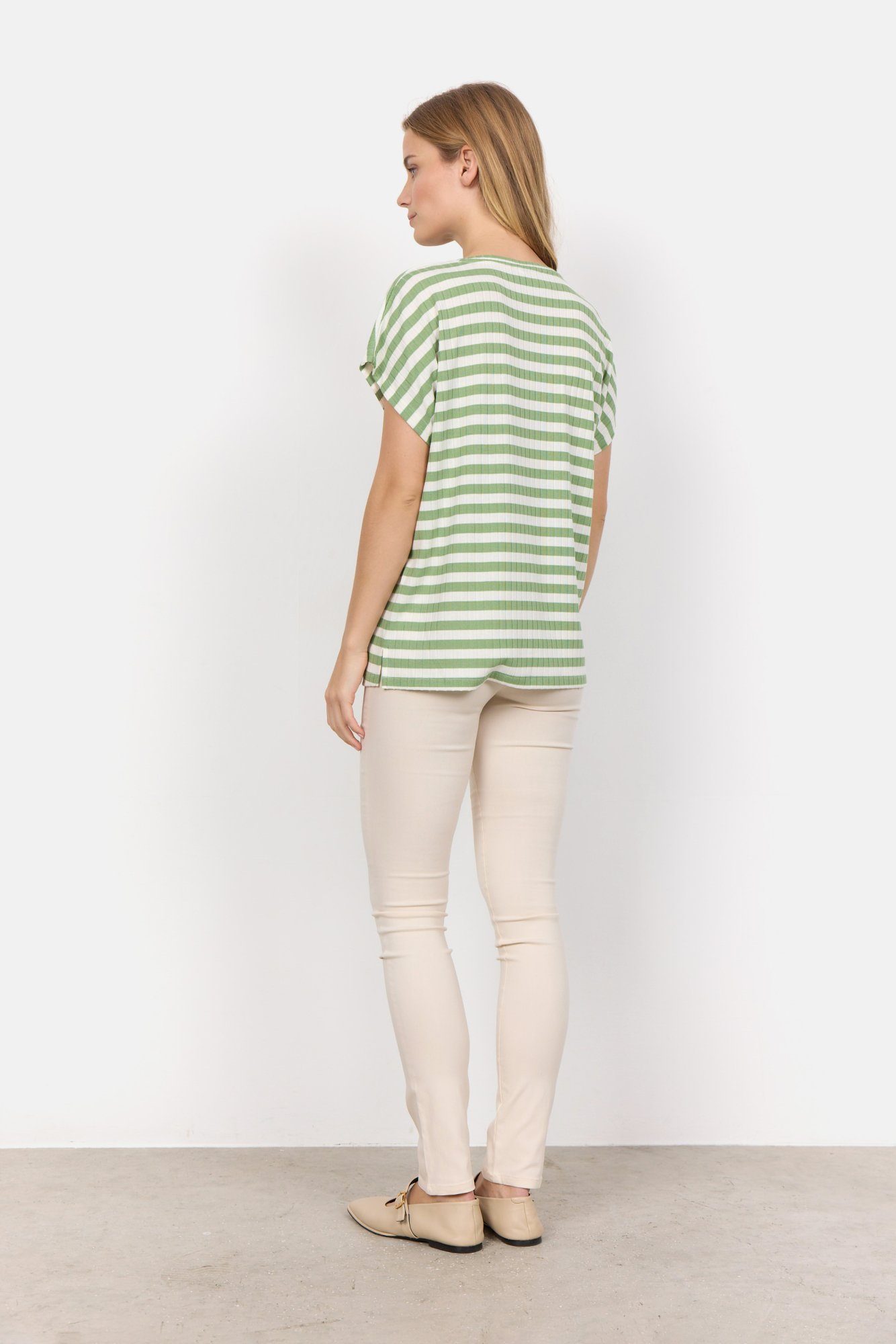 soyaconcept Shirt met korte mouwen SC-KAIZA 3 T-shirt, basic met V-hals en streeplook