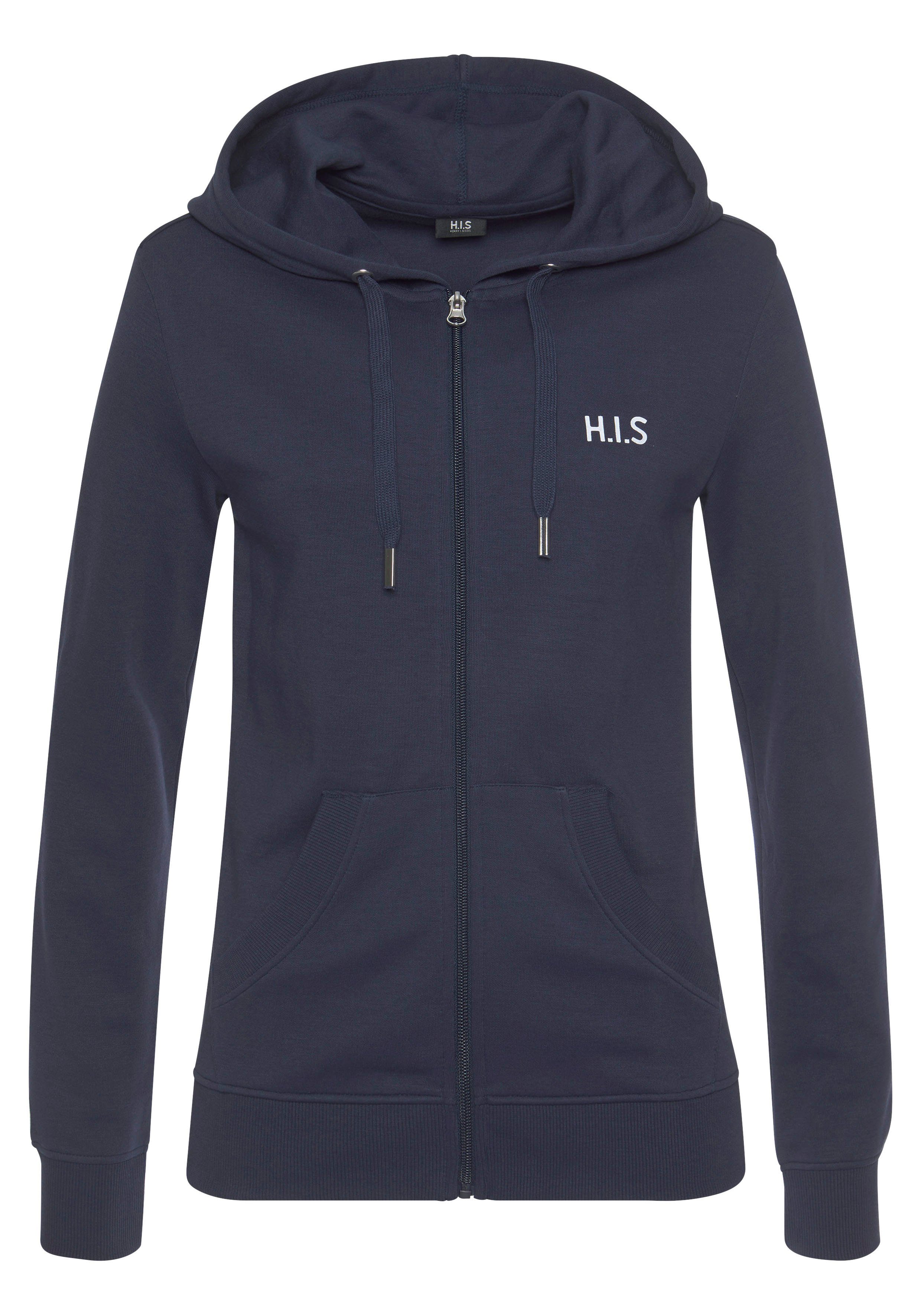 H.I.S Capuchonsweatvest Loungejack met capuchon en zijzakken, loungewear