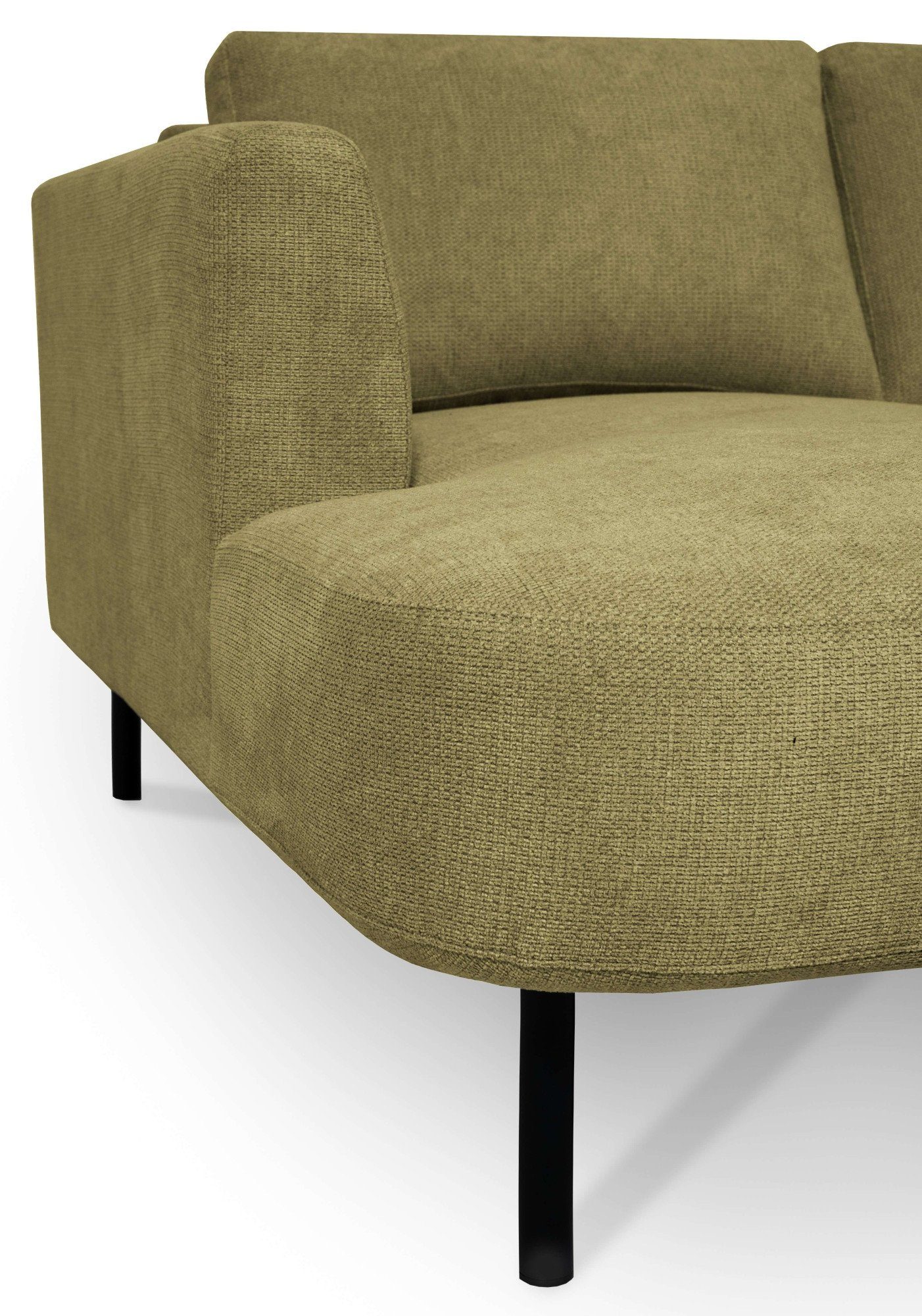 Places of Style Zithoek Cesola in zachte chenille-stof, breedte 327 cm, met zwarte metalen poten