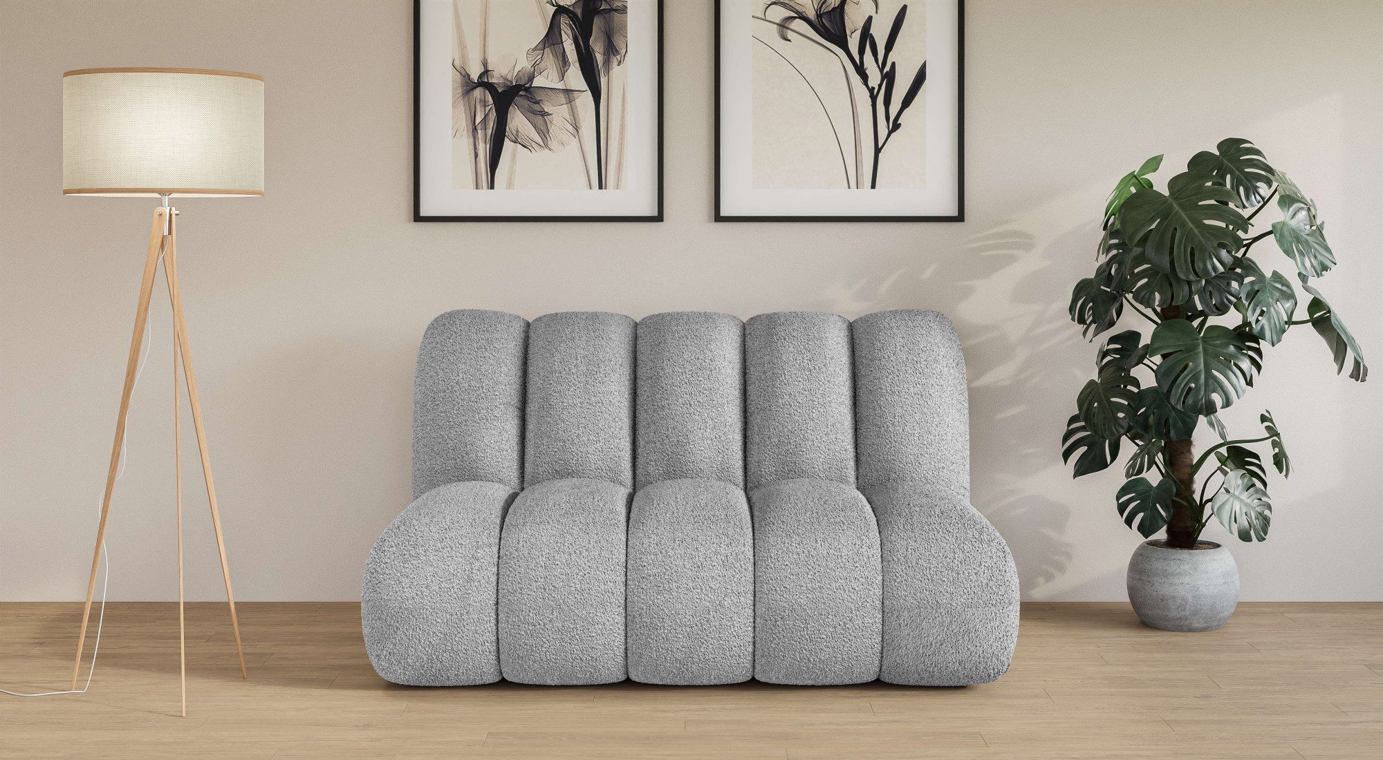 LeGer Home by Lena Gercke 2-zitsbank Priya designerbank, moderne stiksels, ook in bouclé grijs, 2-zitsbanken