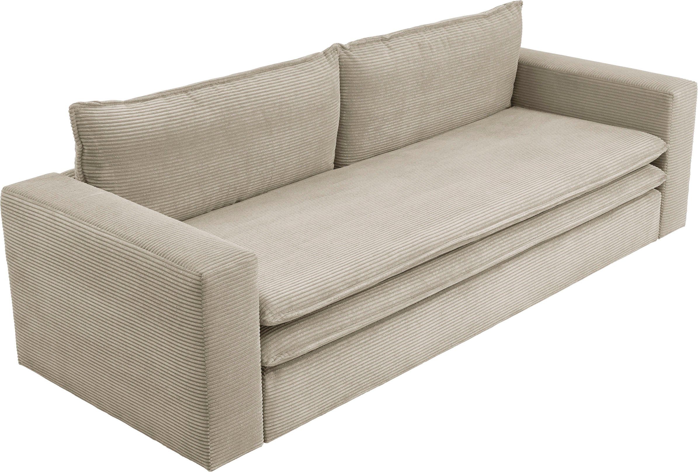 Places of Style 3-zitsbank PIAGGE Cord-bekleding - met slaapfunctie en bedkist, met praktische topmatras