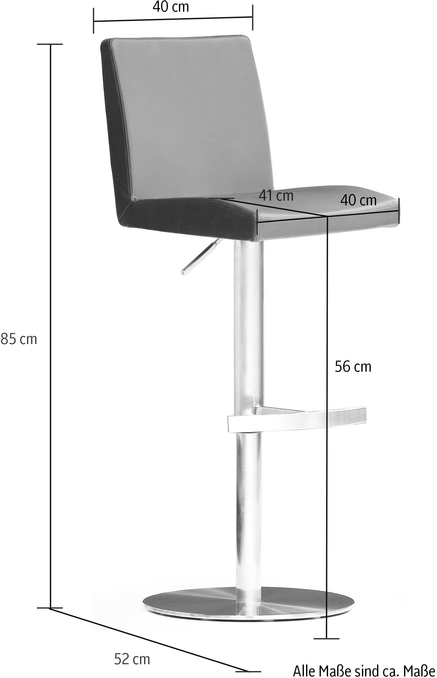 MCA furniture Bistrostoel BARBECOOL met rugleuning, ronde voetplaat, 360° draaibaar, zithoogte van 56-81 cm