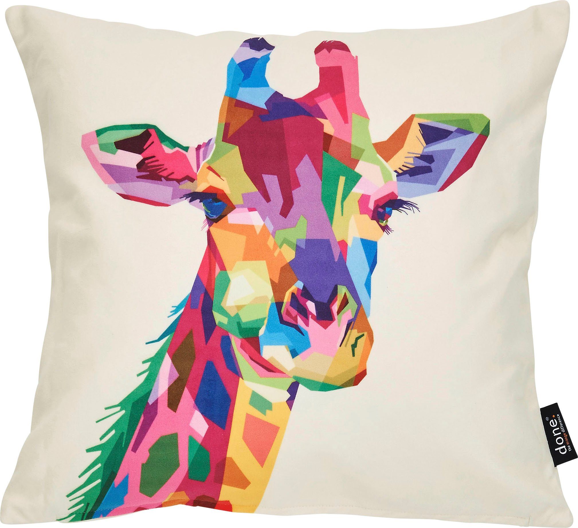 done.® Sierkussen Velours print giraf Aan beide kanten gedessineerde kussenovertrek, beschikbaar in 2 afmetingen (1 stuk)
