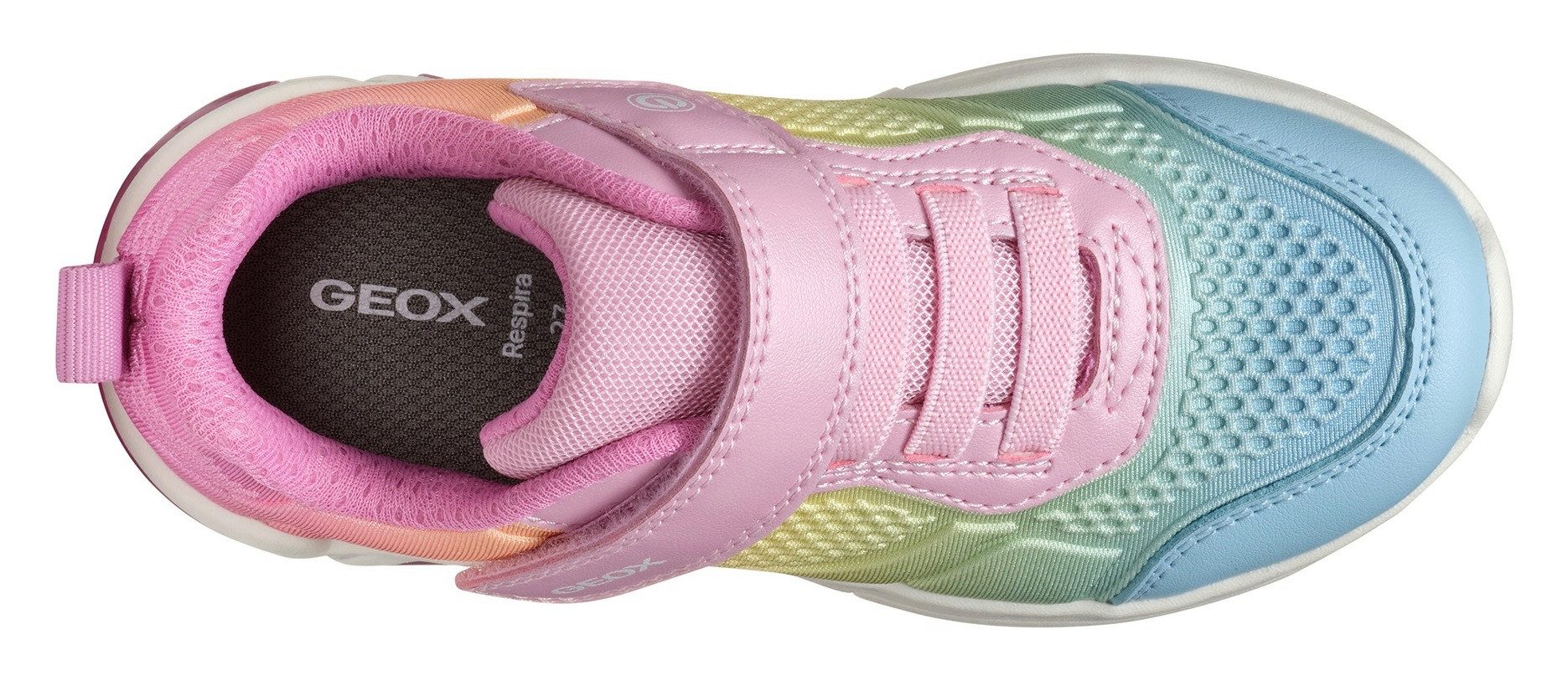 Geox Sneakers J FADINLIGHT GIRL knipper schoen , regenboogschoen, pride sneaker, kleurrijke klittenbandschoen met elastische band