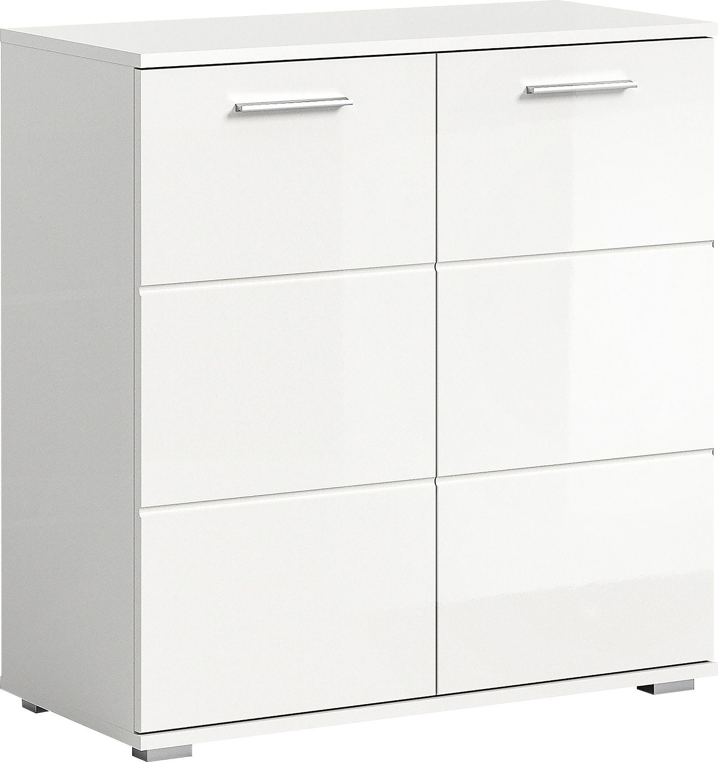 INOSIGN Kast Valge, Breedte 80 cm, 2 Deuren, 2 Planken, 3 Vakken Front-groeffreesing, schoenenkommode, buffetkast, kast, sideboard