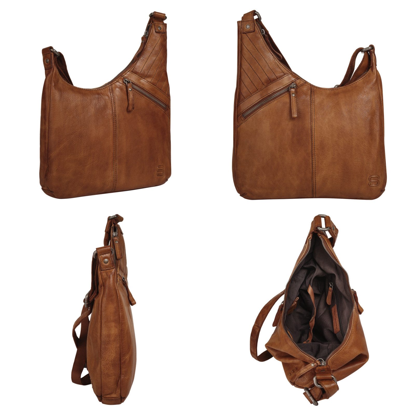 Spikes & Sparrow Schoudertas echt leder