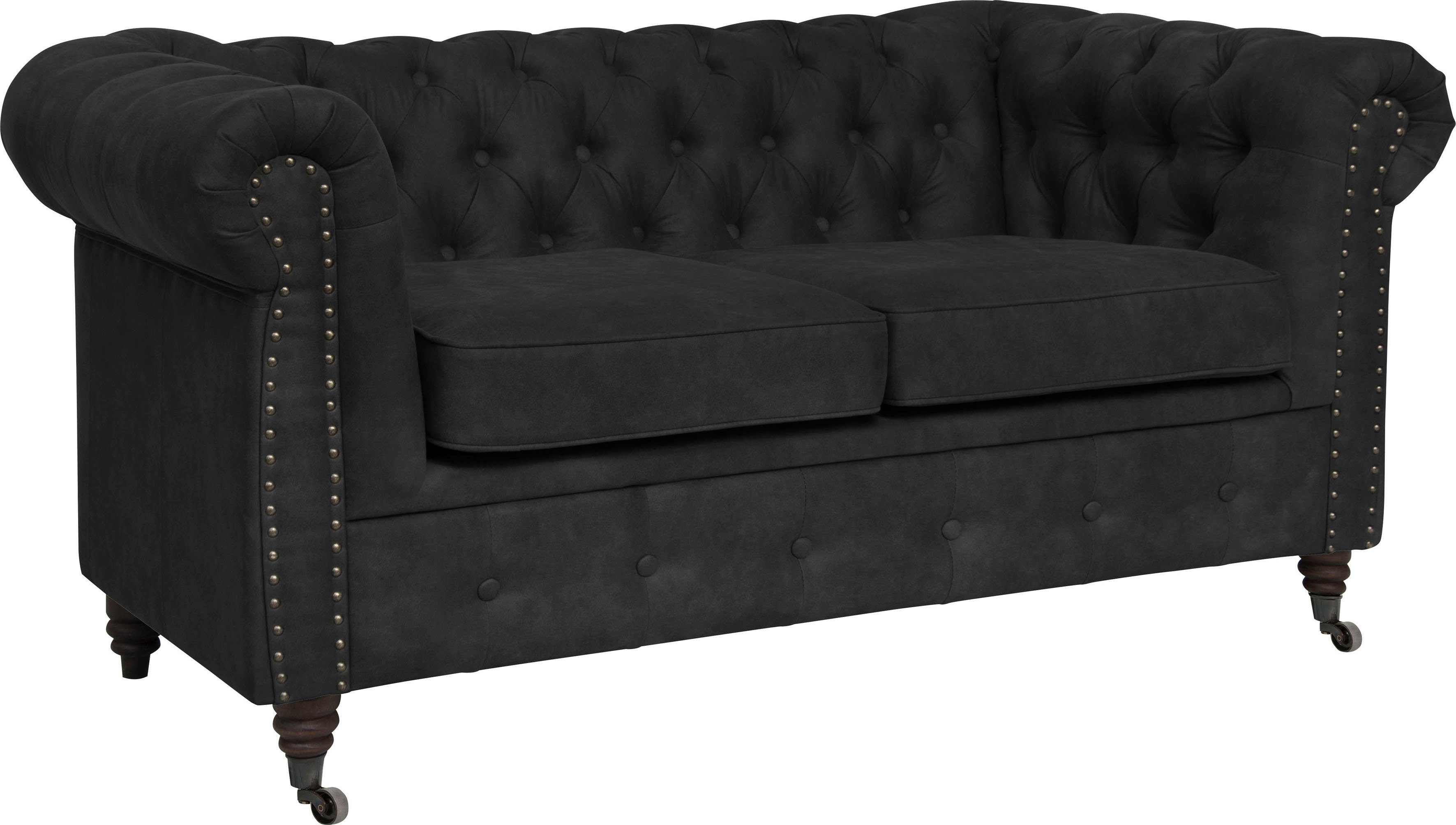 Home affaire Chesterfield-bank Aarburg luxueuze capitonnage en siernagels in chesterfield-design