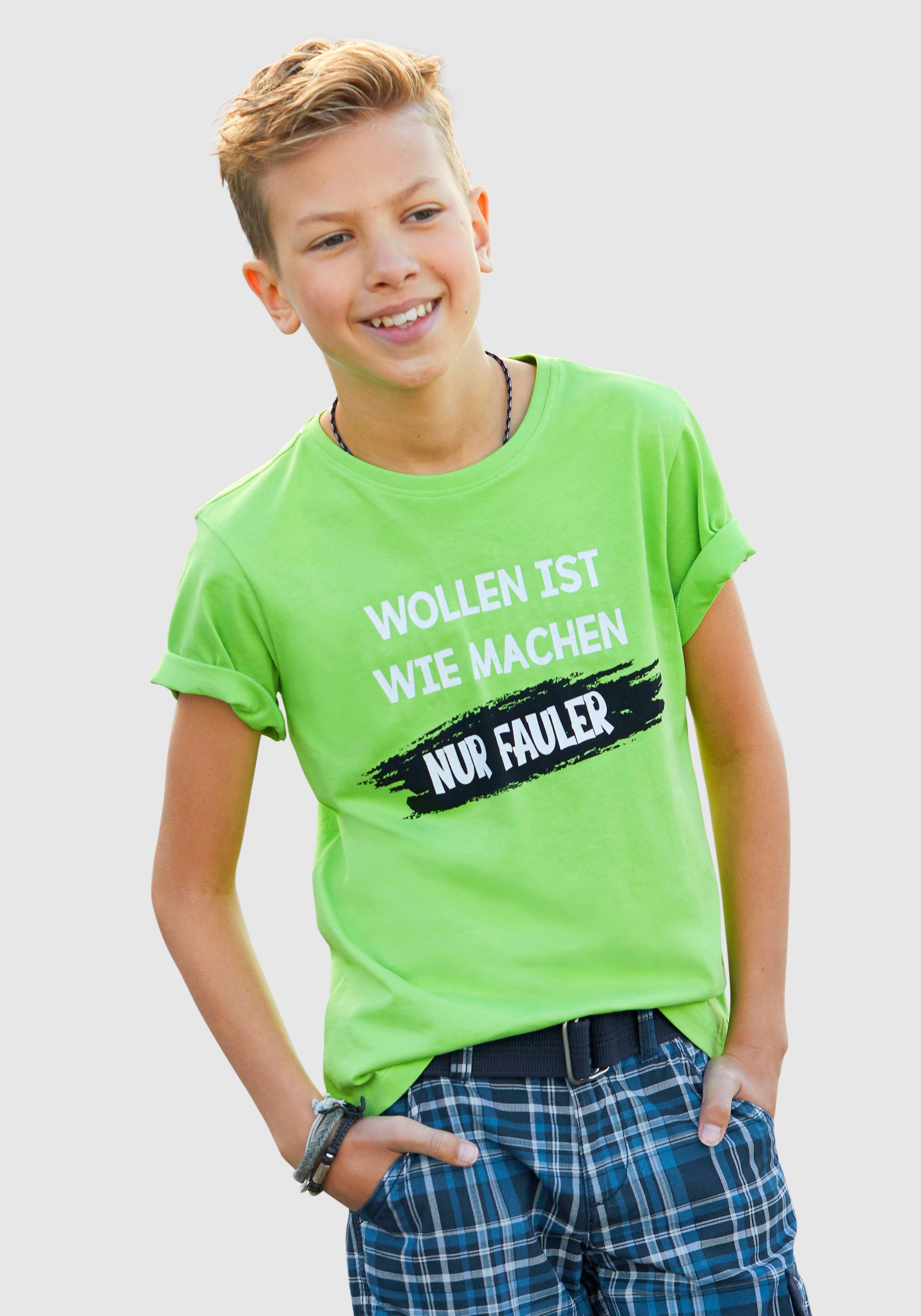 KIDSWORLD T-shirt WOLLEN IST WIE MACHEN.... Korte mouwen, basic pasvorm, bedrukt, ronde hals