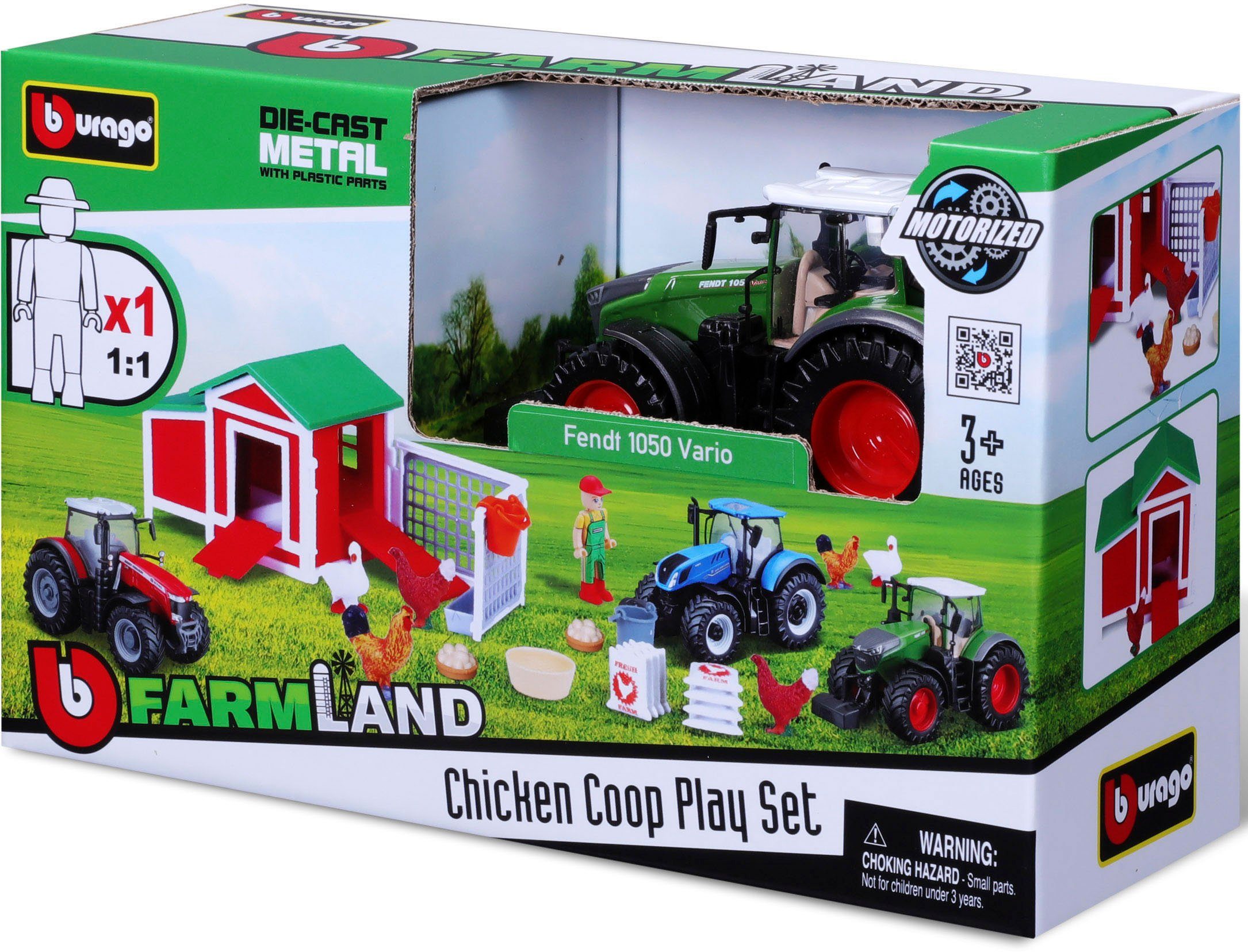 Bburago Speelwereld Farmland, Kippenhok inclusief fendt tractor