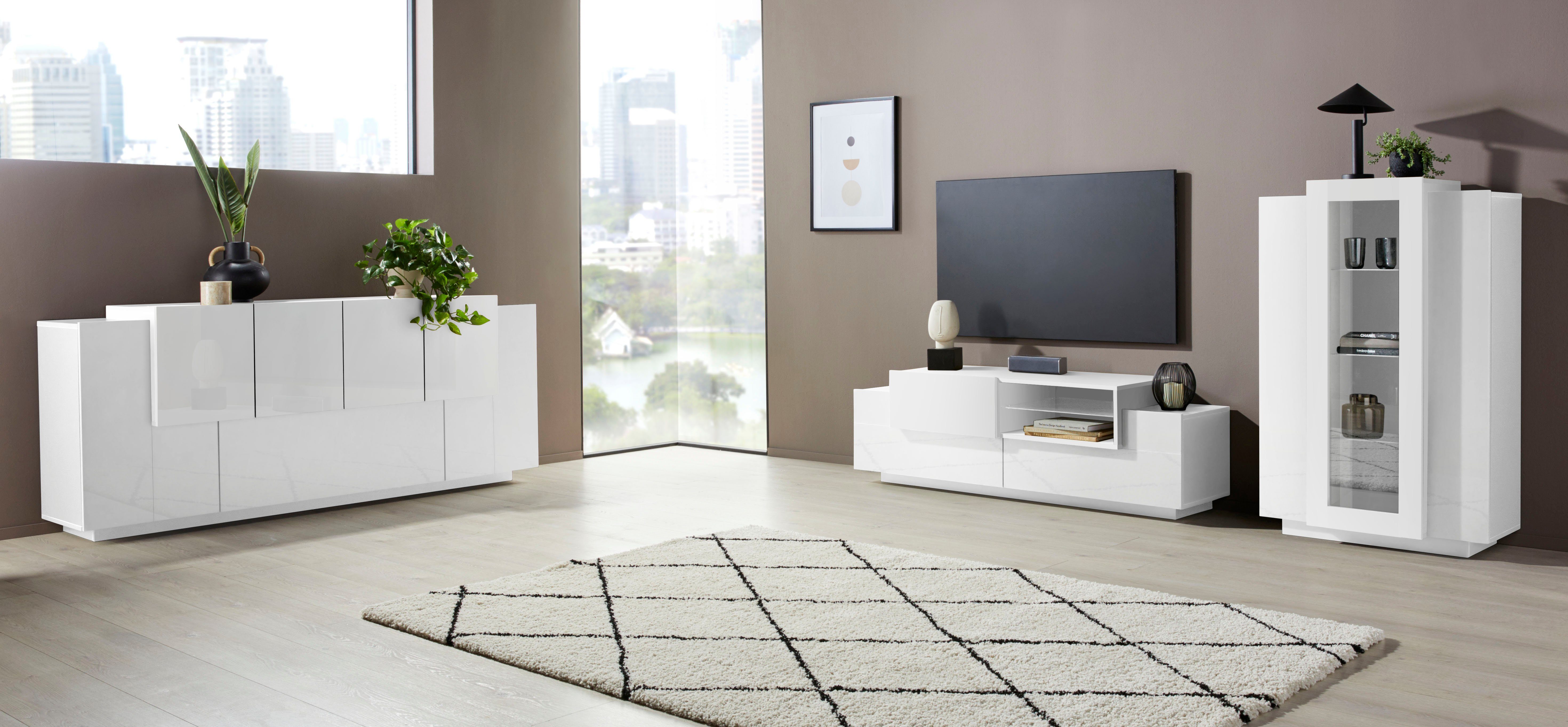 INOSIGN Tv-meubel Coro, lowboard, TV-commode, TV-meubelen, TV-bank met 2 kleppen, 1 deur, 1 glazen plank, breedte 160