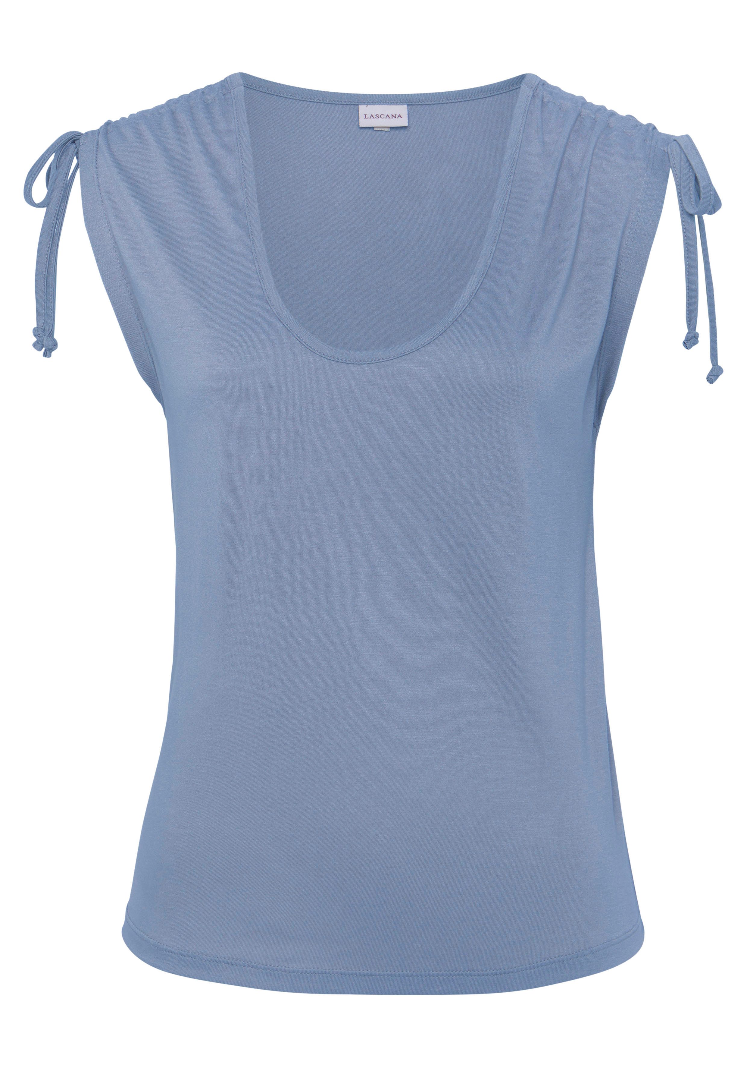 Lascana Strandtop met rimpeling op de schouders comfortabel damestop figuuraccentuerend