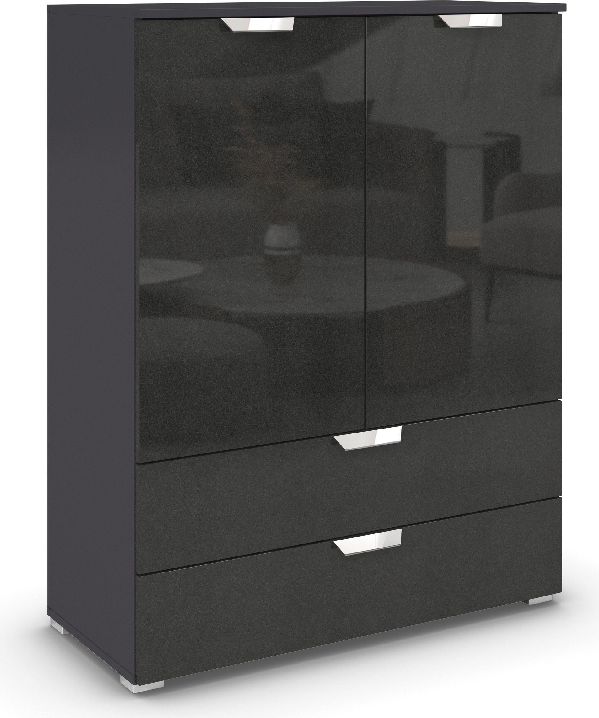 rauch Hoge kast Glamour by Aditio met hoogglansfront, 2 laden met soft-closefunctie