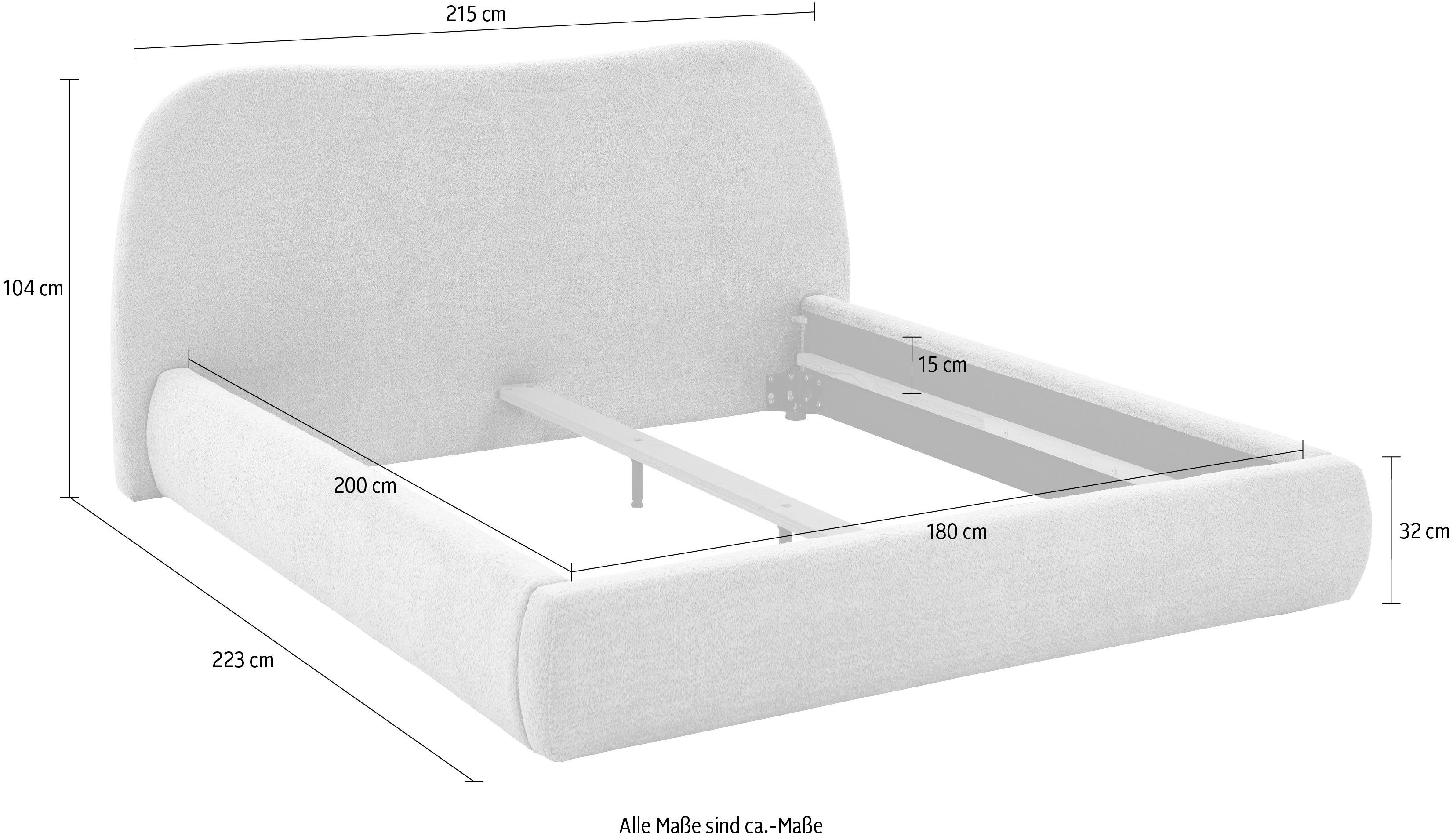ATLANTIC home collection Gestoffeerd bed Sophie met of zonder opbergruimte, hoogwaardige bouclé bekleding