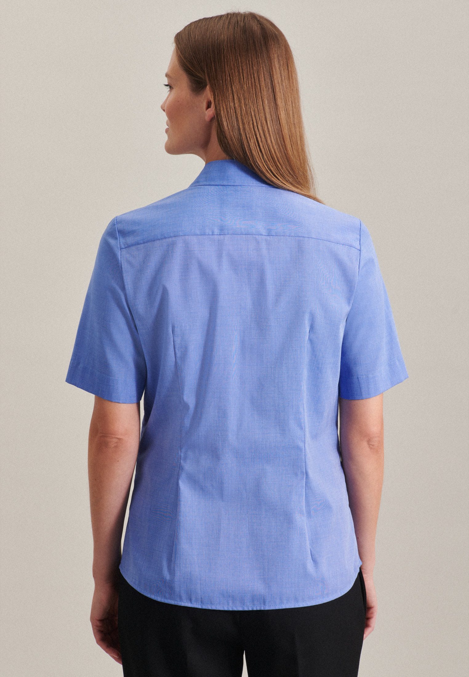 seidensticker Overhemdblouse Zwarte roos Korte mouwen kraag uni