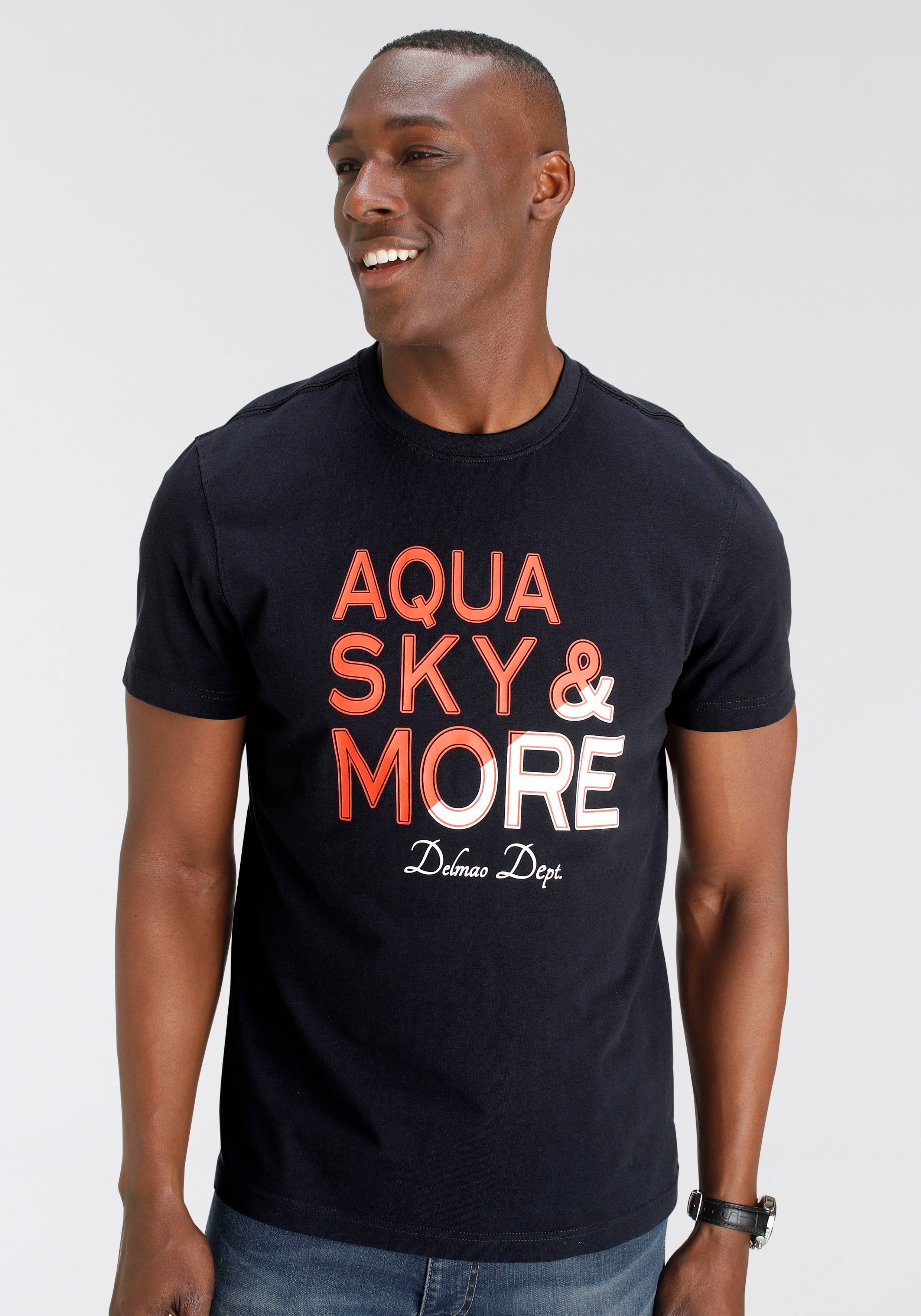 DELMAO T-shirt Korte mouw, bedrukt, ronde hals, van katoen