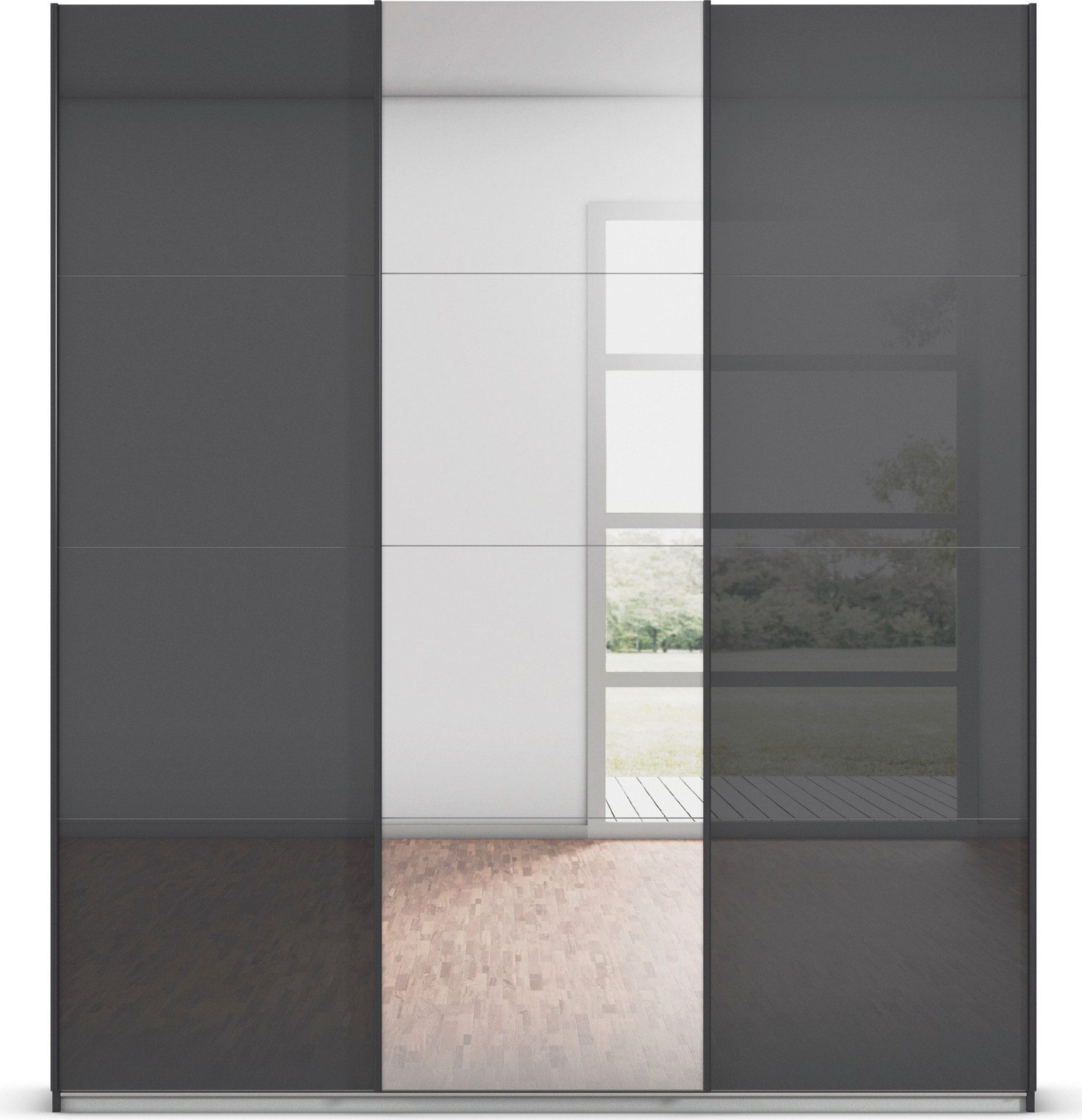 rauch Schuifdeurkast Kledingkasten kast garderobe AGORDO met glazen front doordachte binnenuitrusting, in 4 breedtes en 2 hoogtes made in germany