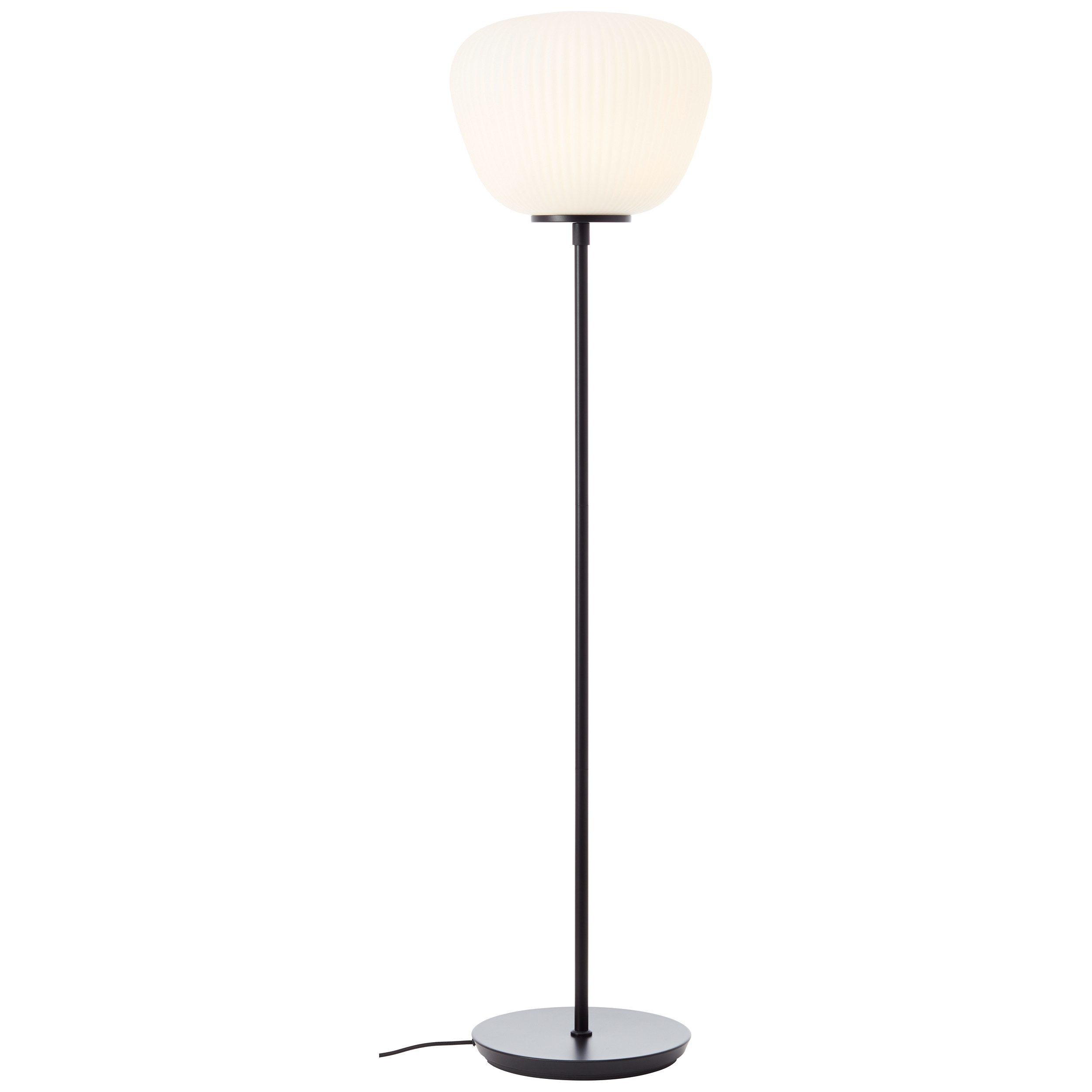 Brilliant Leuchten Staande lamp Kaizen 140 x 35 cm, e27, geribbeld glas/metaal, wit/zwart