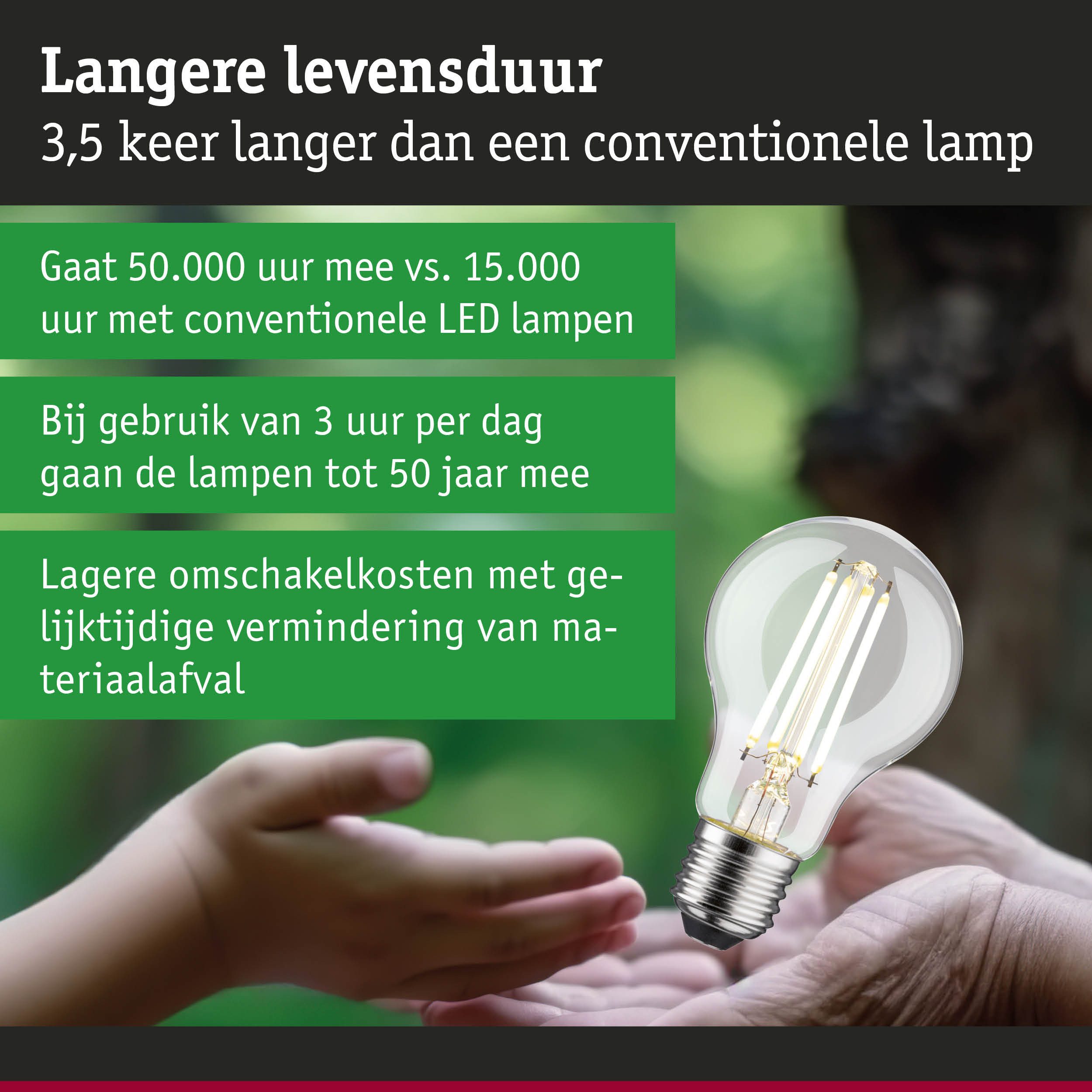 Paulmann Led-verlichting Eco-Line filament 230V LED-lamp E27 806lm 4,3W 4000K dimbaar helder