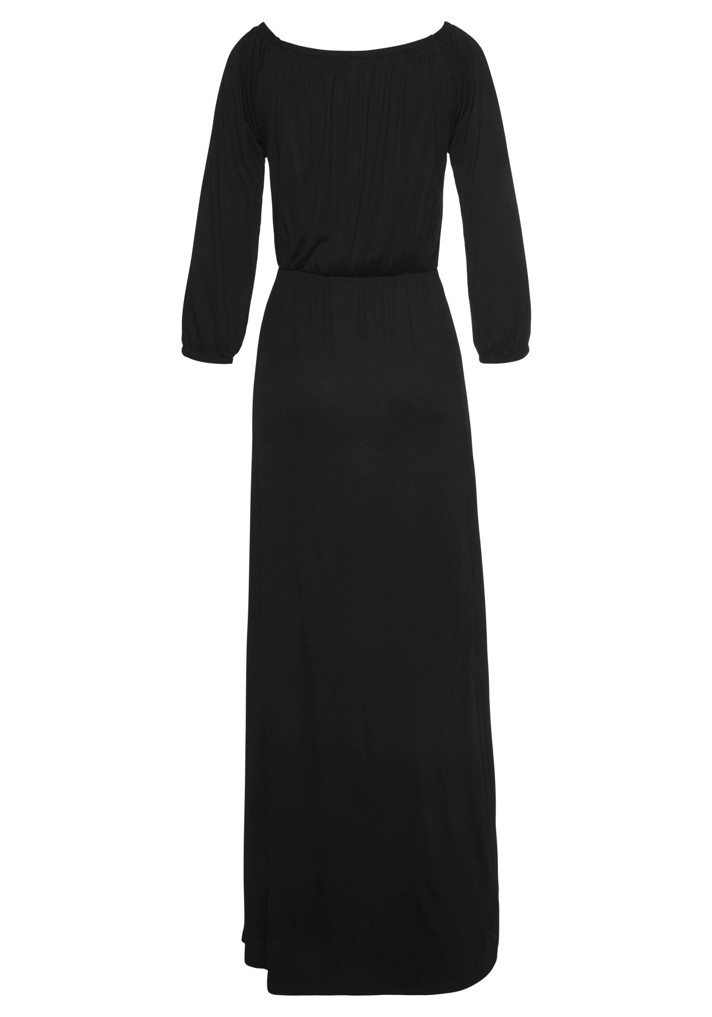 Lascana Maxi-jurk met cut-outs bij de halslijn, schoudervrij zomerjurk, strandjurk