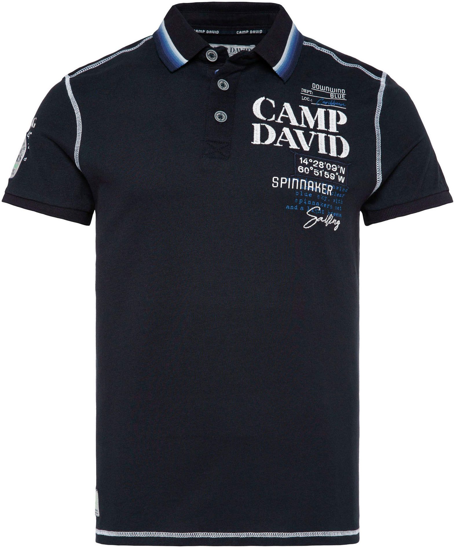 CAMP DAVID Poloshirt met logo-applicaties