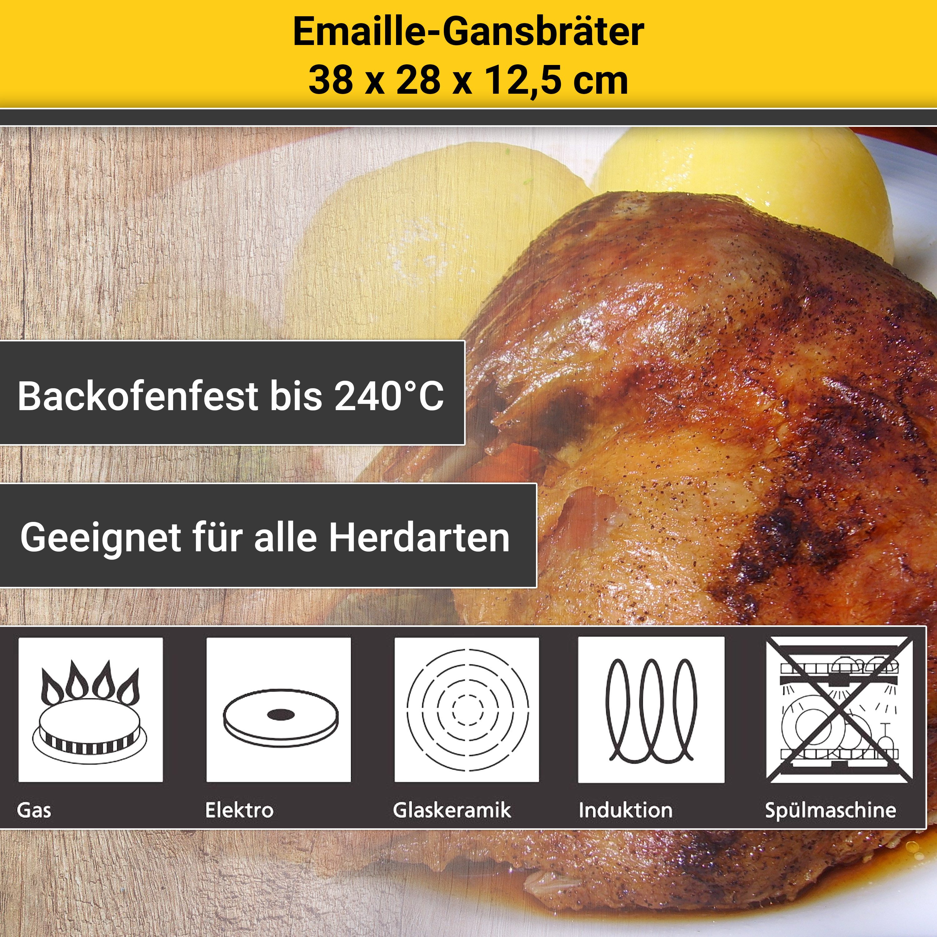 Krüger Braadpan Gansbraadpan met druipdeksel voor inductiekookvelden geschikt
