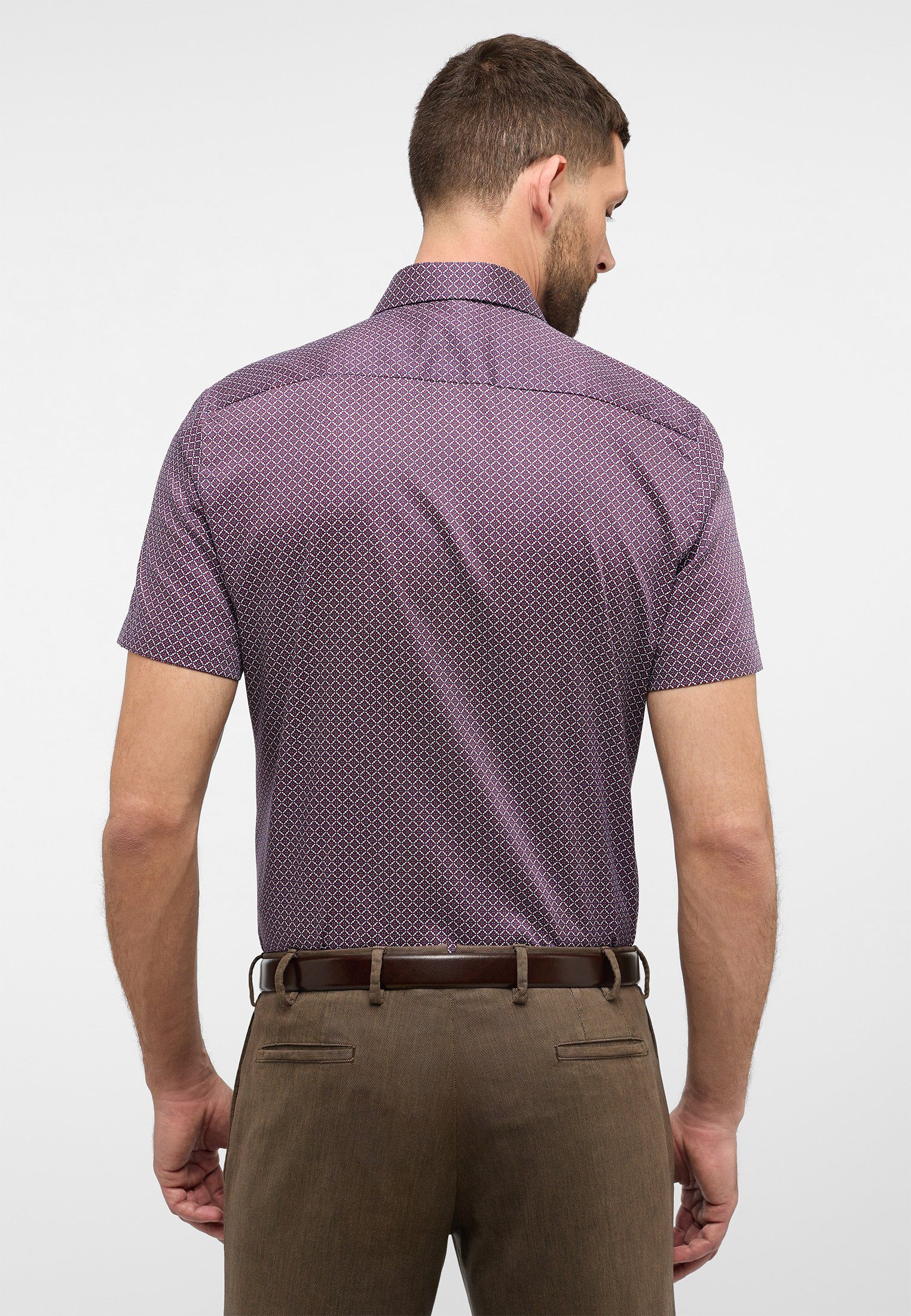 Eterna Overhemd met korte mouwen Slim fit NON IRON (strijkvrij)