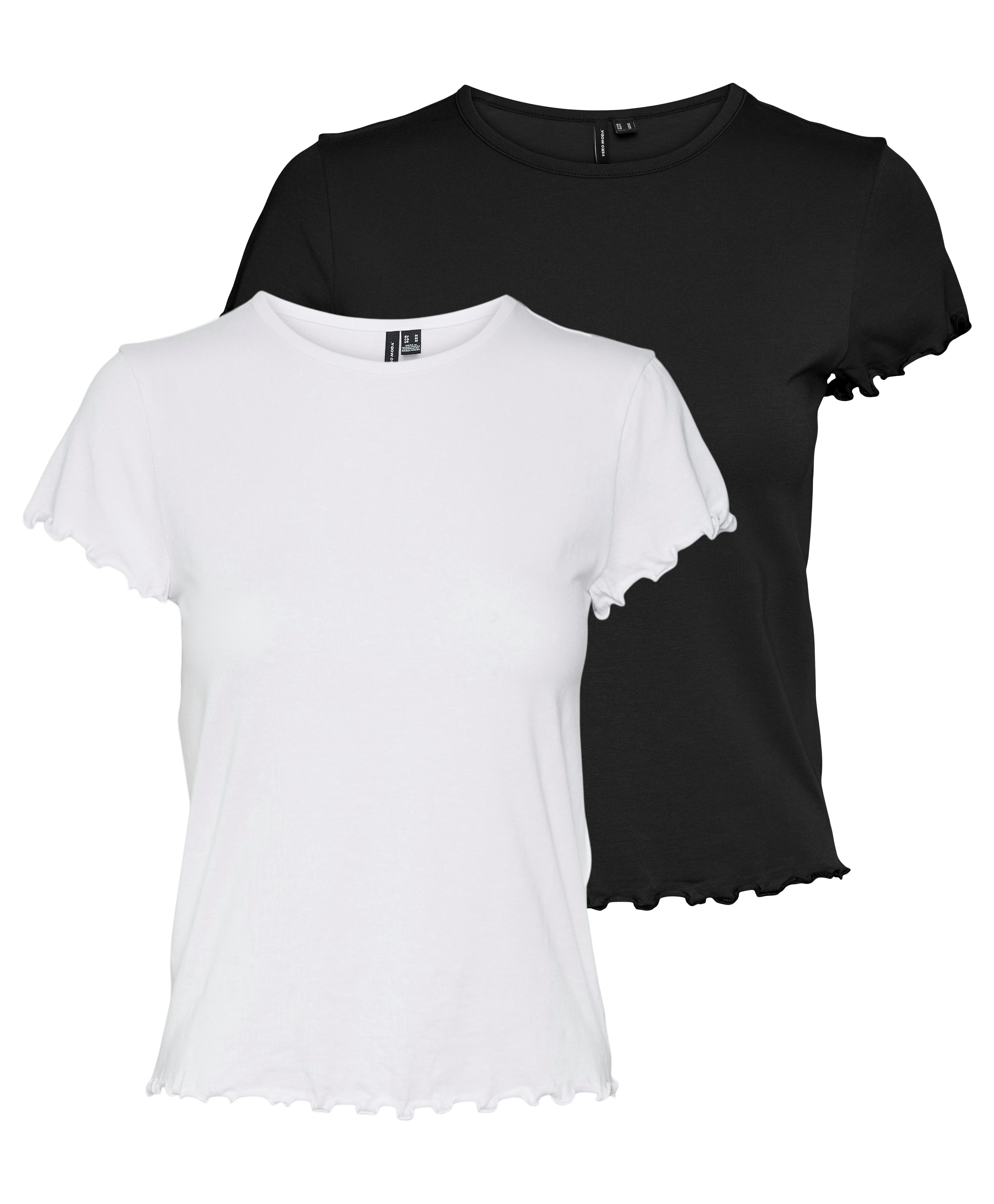 Vero Moda Shirt met korte mouwen VMBARBARA SS SHORT TOP JRS NOOS 2-PACK (set, 2-delig) dames t-shirts maat XS (34) zwart
