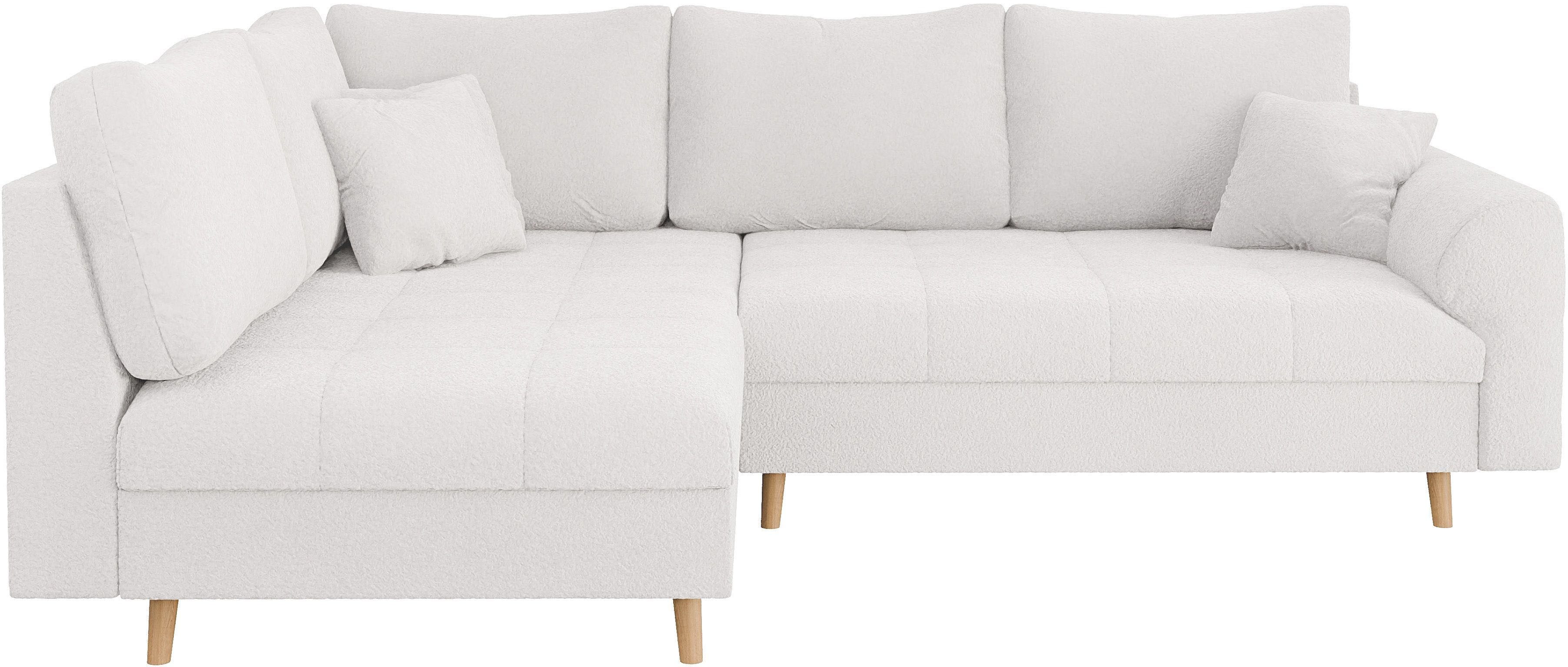 Home affaire Hoekbank CHARRE L-vorm met ottomane, afmetingen B/D/H: 231/161/81 cm fijne stiksels, losse rug- en sierkussens, ook in cord en bouclé
