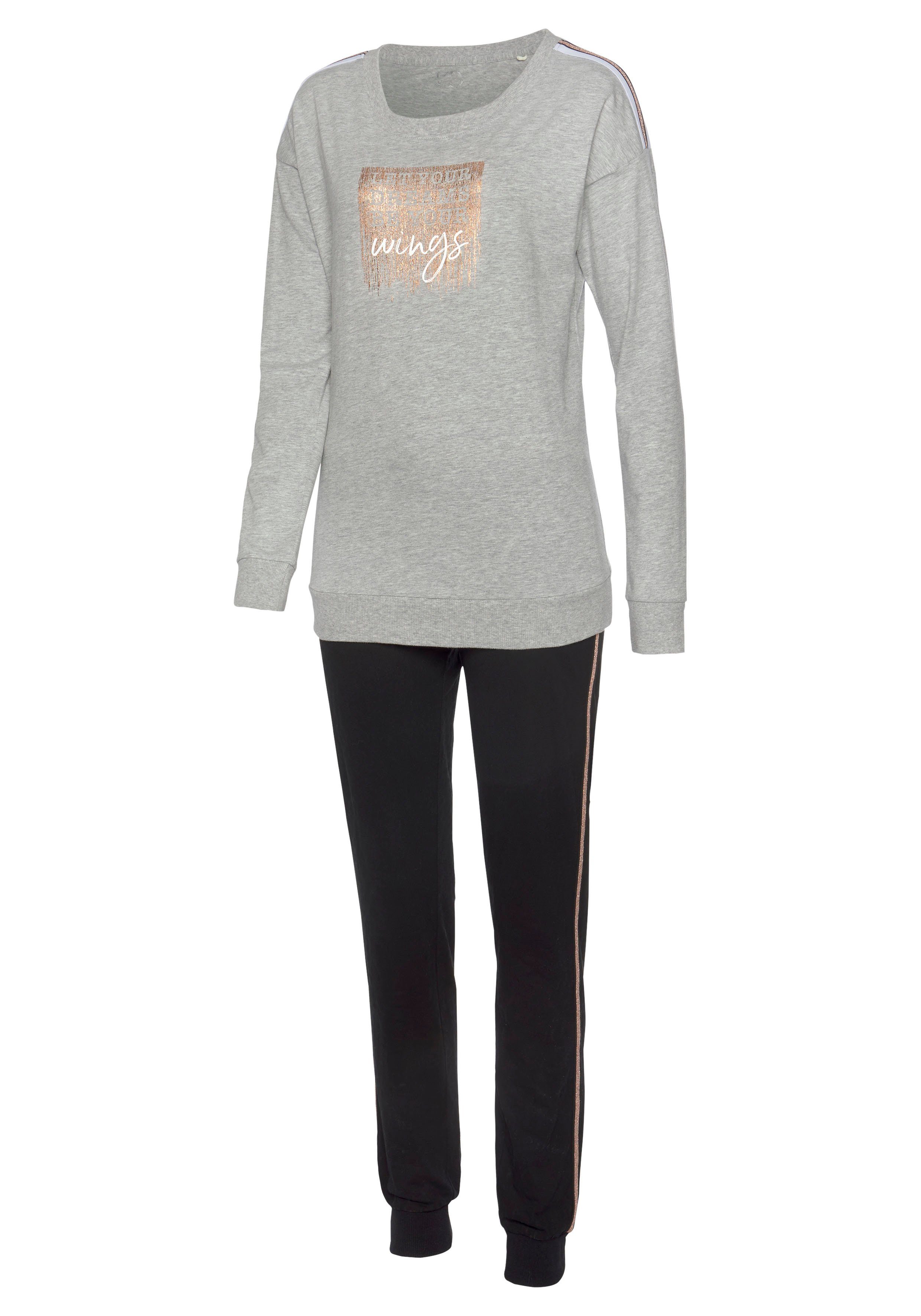 Vivance Dreams Pyjama met contrastkleurige tapedetails (2-delig, 1 stuk)