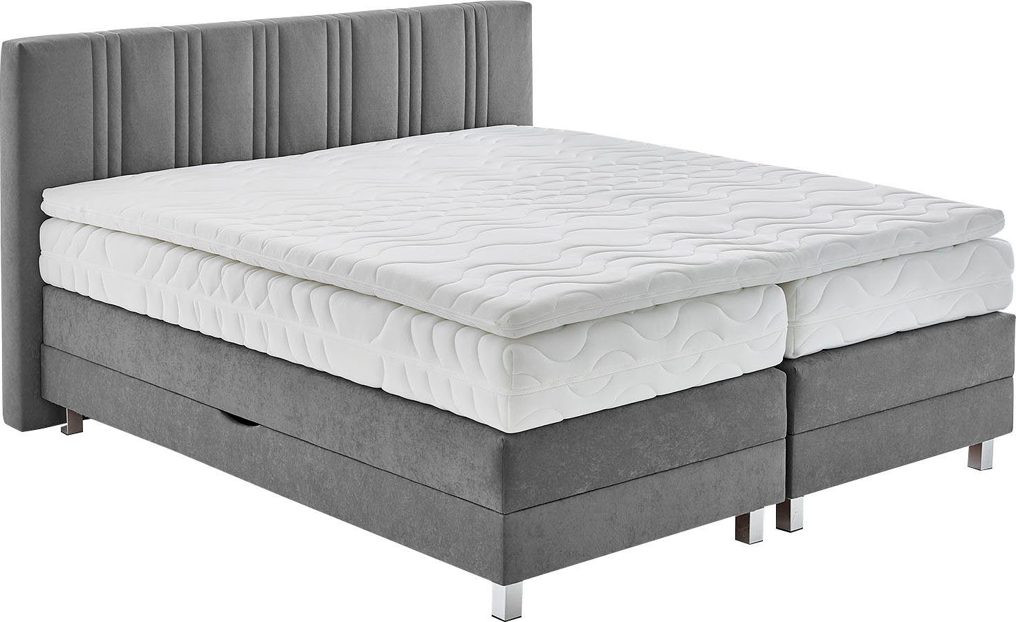 Westfalia Polsterbetten Boxspring naar keuze met bedkist en topmatras boxsprings grijs