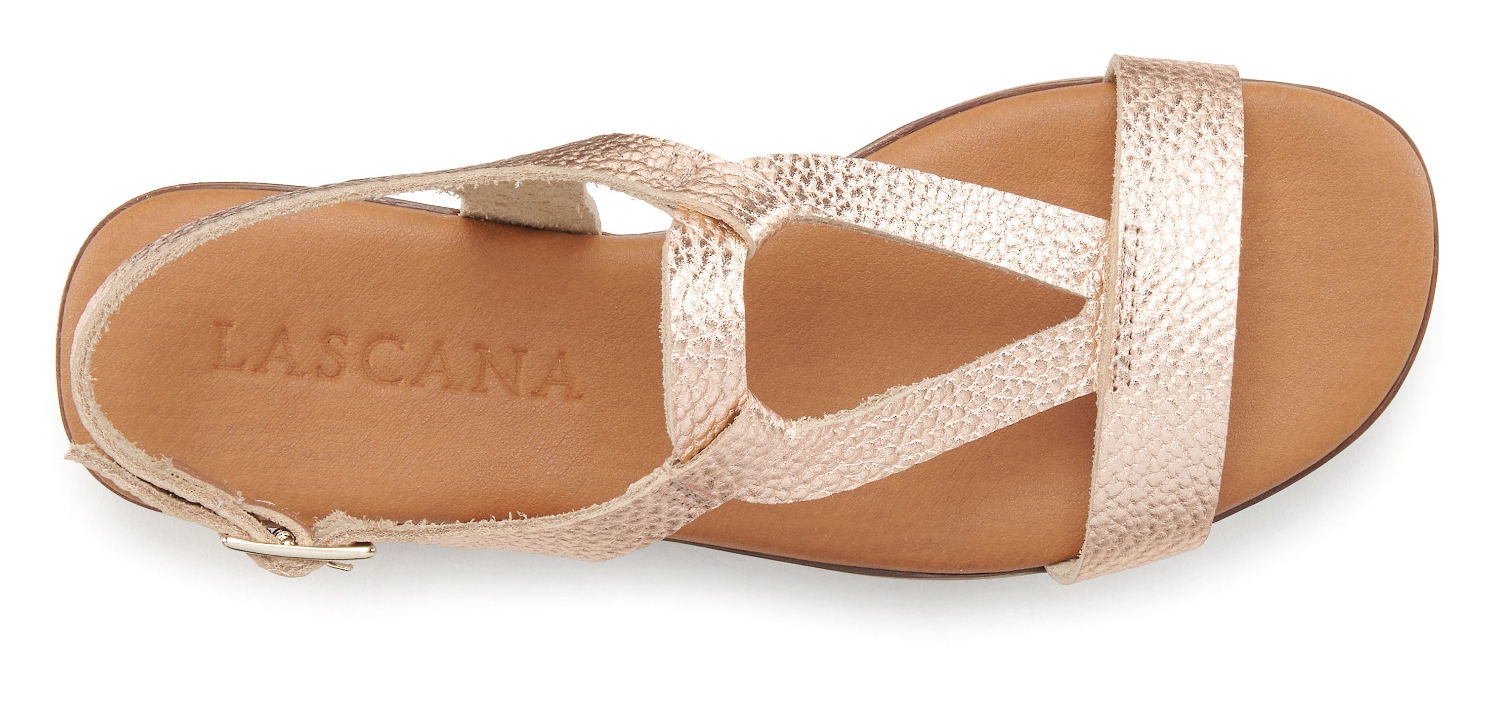 Lascana Sandalen Zomerschoen Sandalette, zomerschoen van hoogwaardig leer in metallic-look