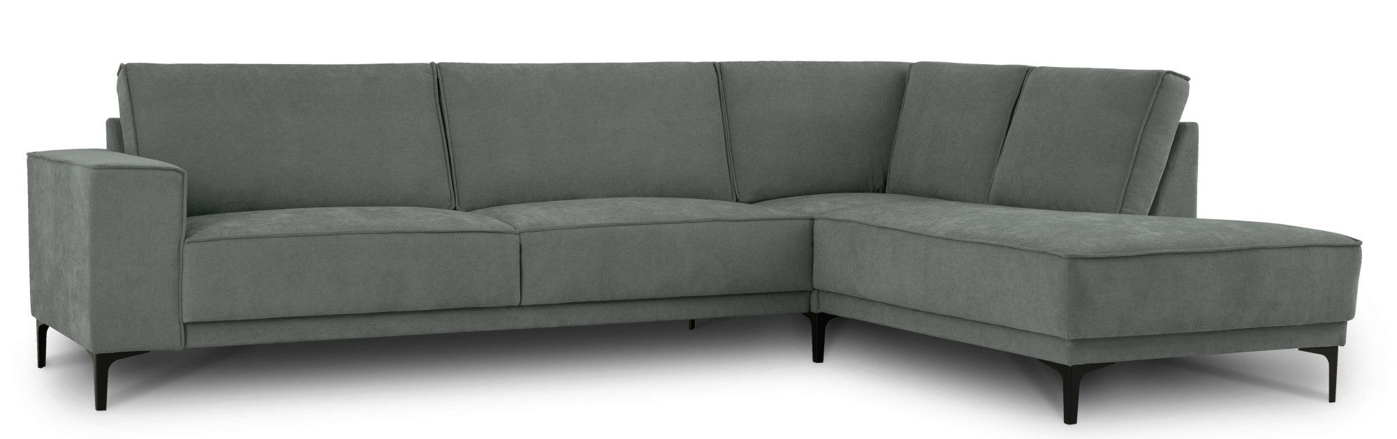 Places of Style Hoekbank Oland, structuur, platweefsel, luxe microvezel, bouclé L-vorm, 289 cm, golfondersteuning, Scandinavisch ontwerp, metalen poten