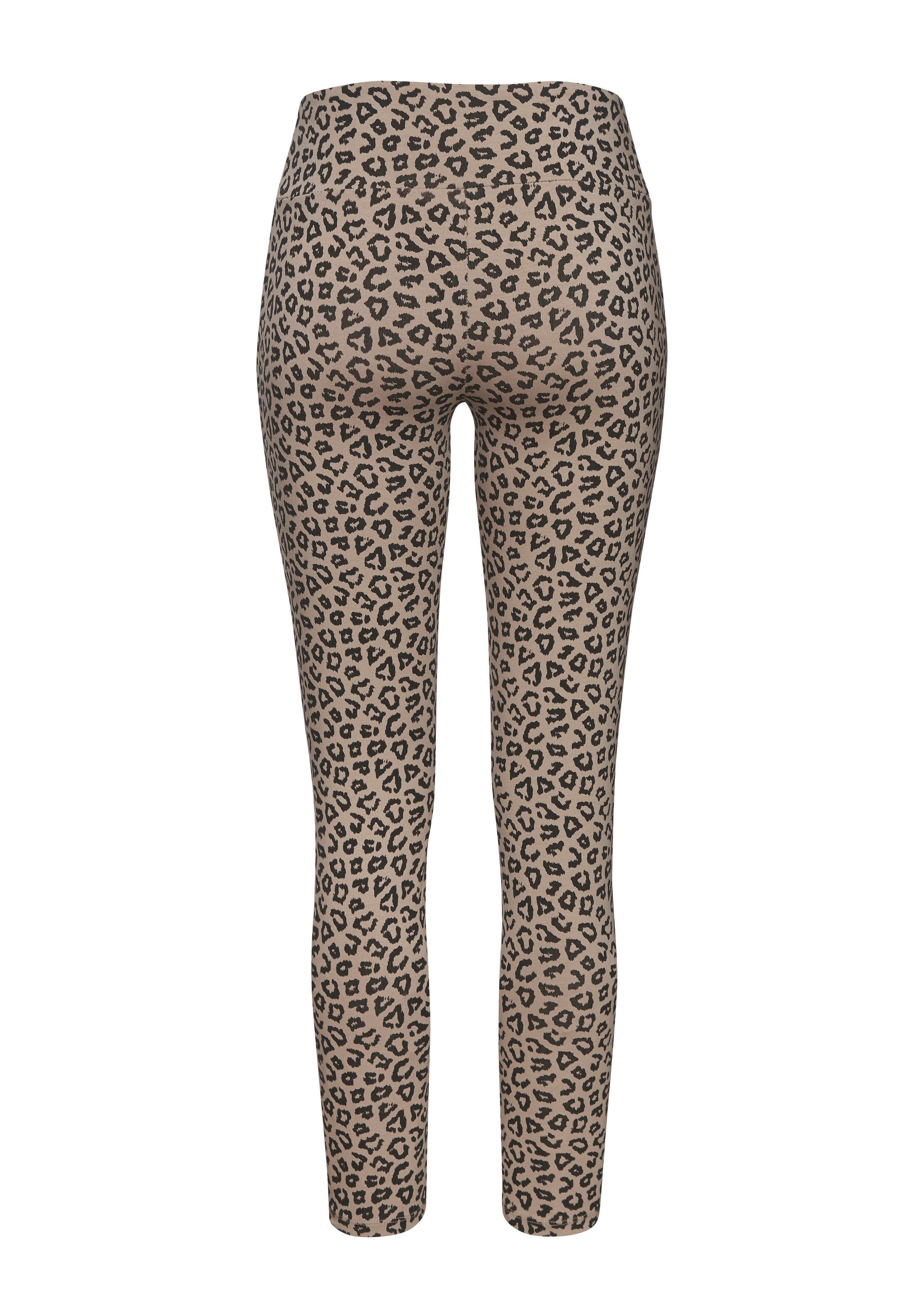 Lascana Legging Sweatleggings met brede band in leeuwprint, loungewear