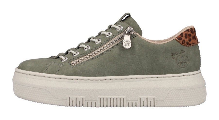 Rieker Plateausneakers met leoprint inzet bij de hak