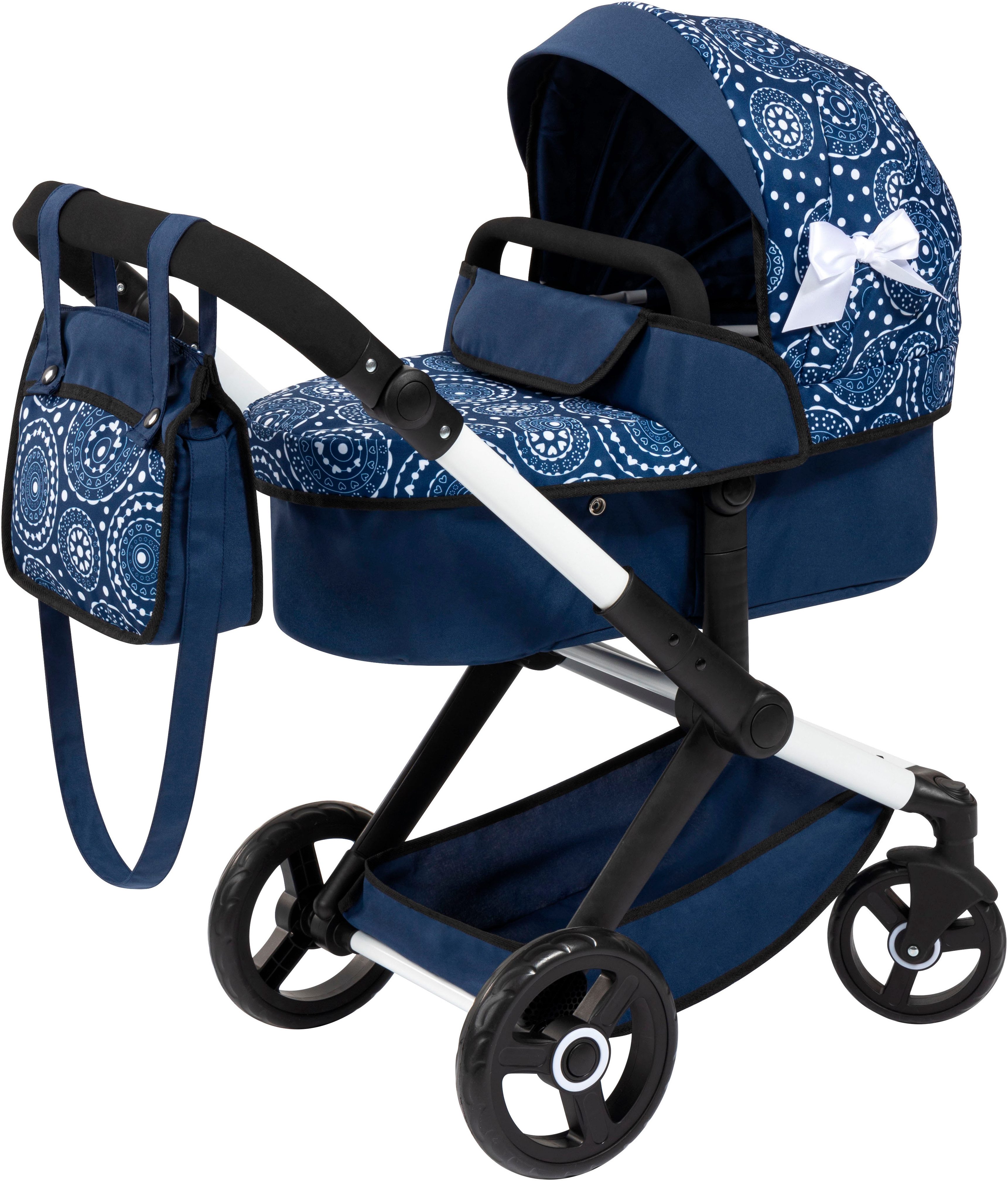 Bayer Combi-poppenwagen Xeo, blauwe strik