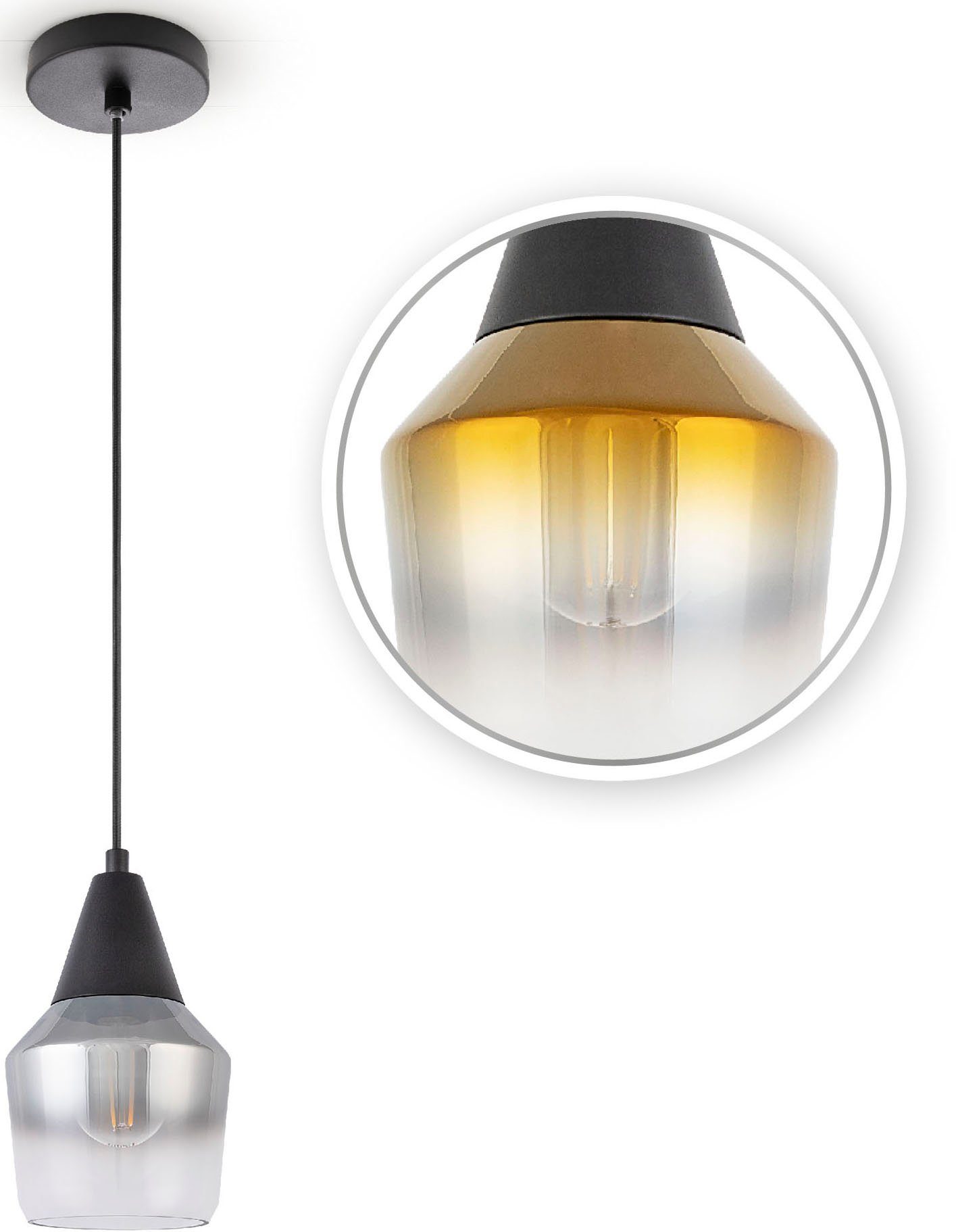 Paco Home Hanglamp Diana Eettafel plafondlamp glas lampenkap modern vintage industrieel E27