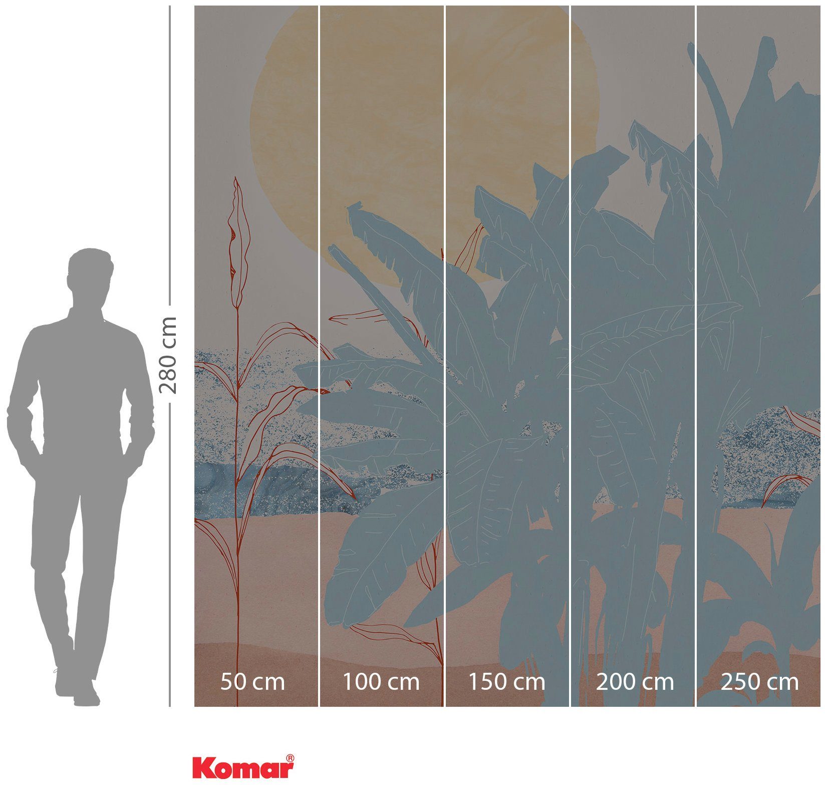 Komar Vliesbehang Digitale print vlies - Banana Leaves - Afmeting 250 x 280 cm