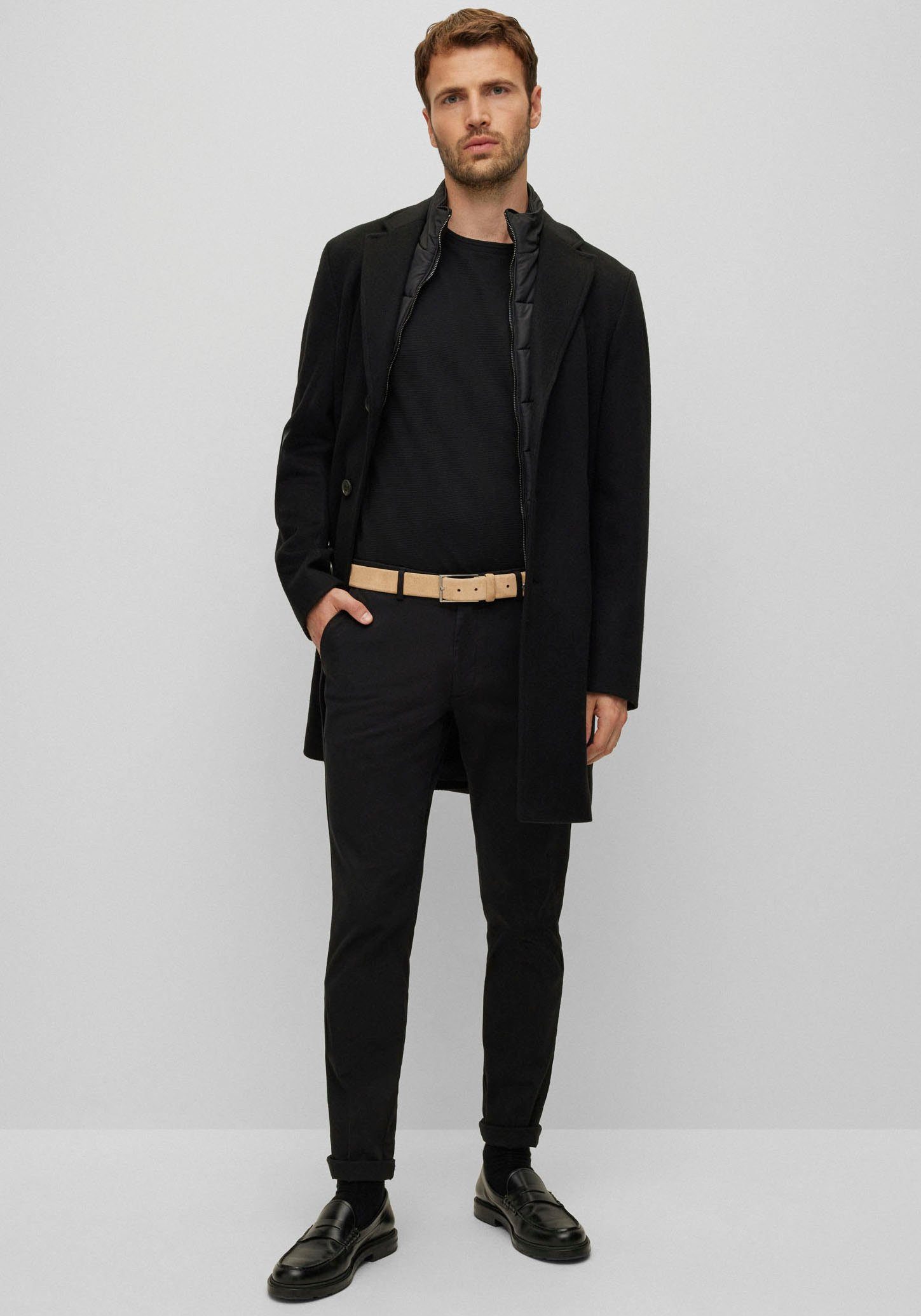 Boss Leren riem Calindo van suedeleer met metalen logo-sluiting