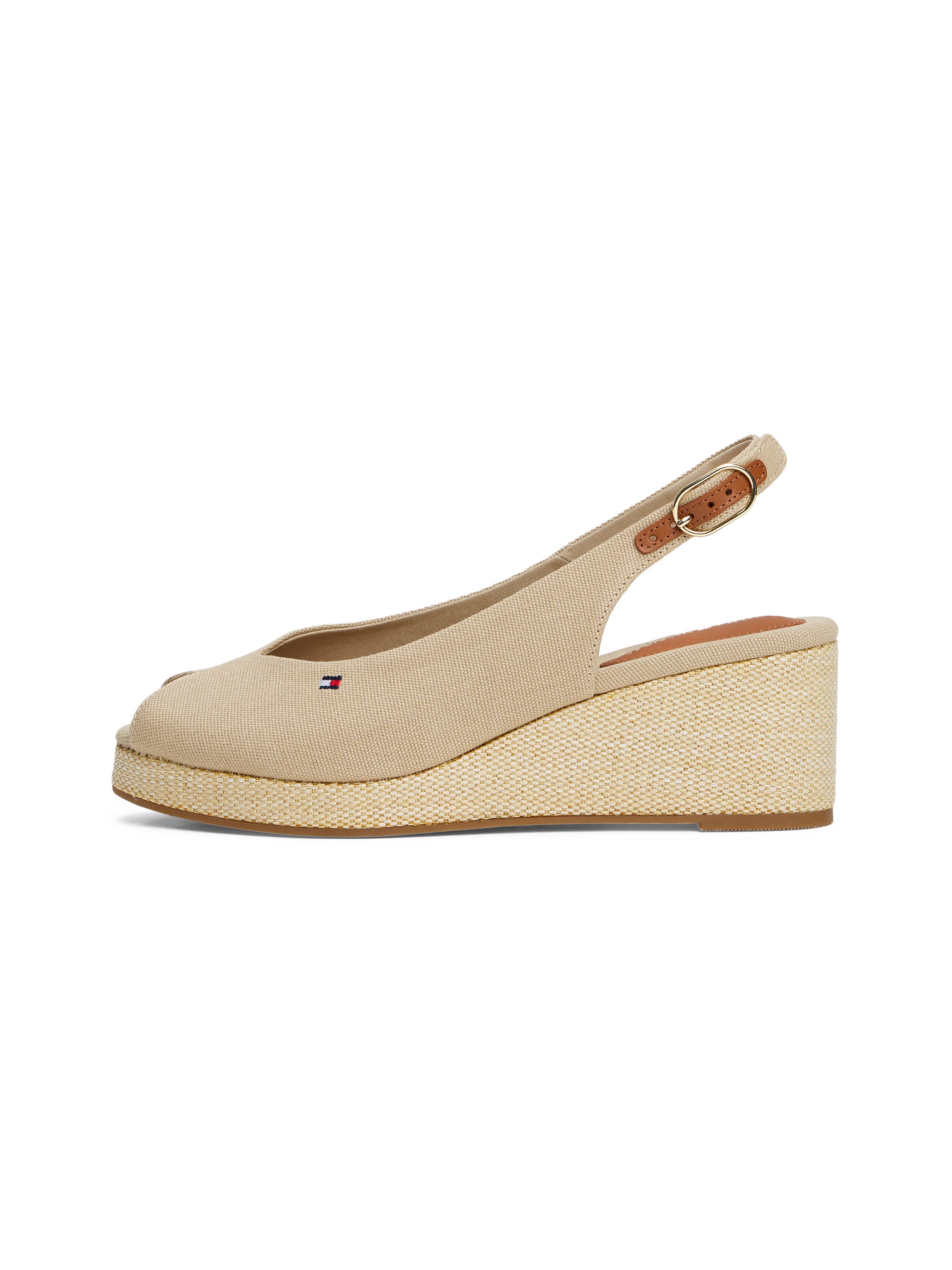 Tommy Hilfiger Sleehaksandaaltjes FLAG MID WEDGE ESPAD SLINGBACK , plateau, zomerschoen, riem-sandaal met verstelbare gesp