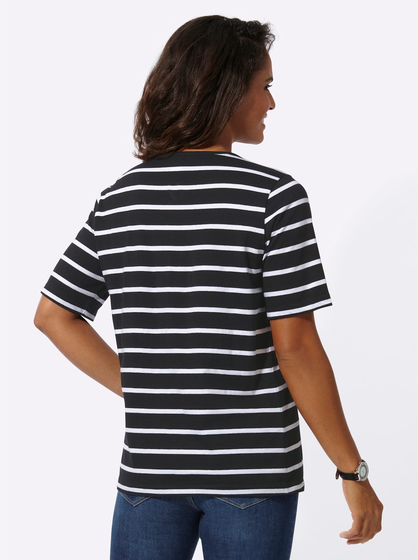 Casual Looks Shirt met korte mouwen Gestreept shirt (1-delig)