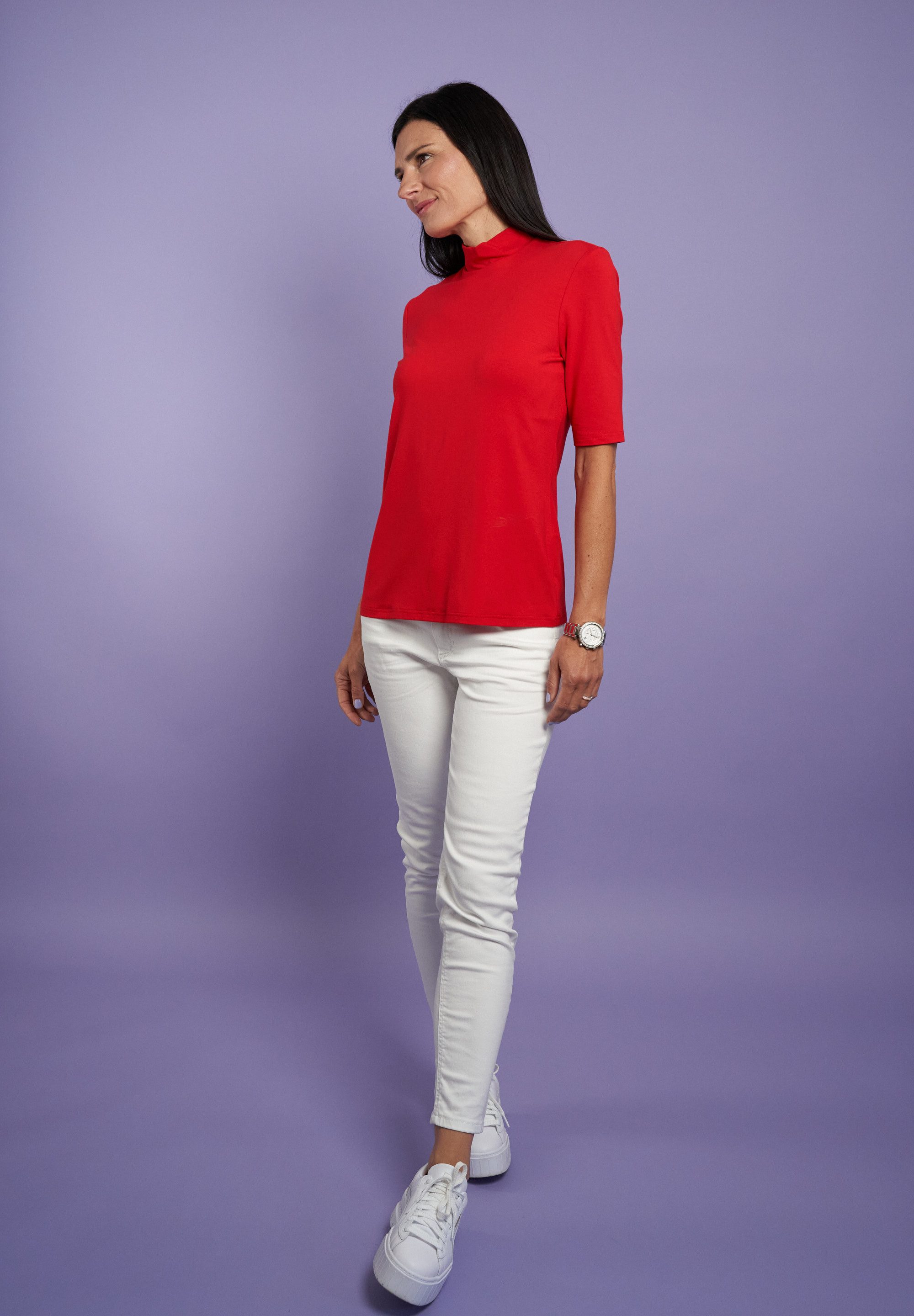 Seidel Moden Shirt met staande kraag in heuplengte, made in germany