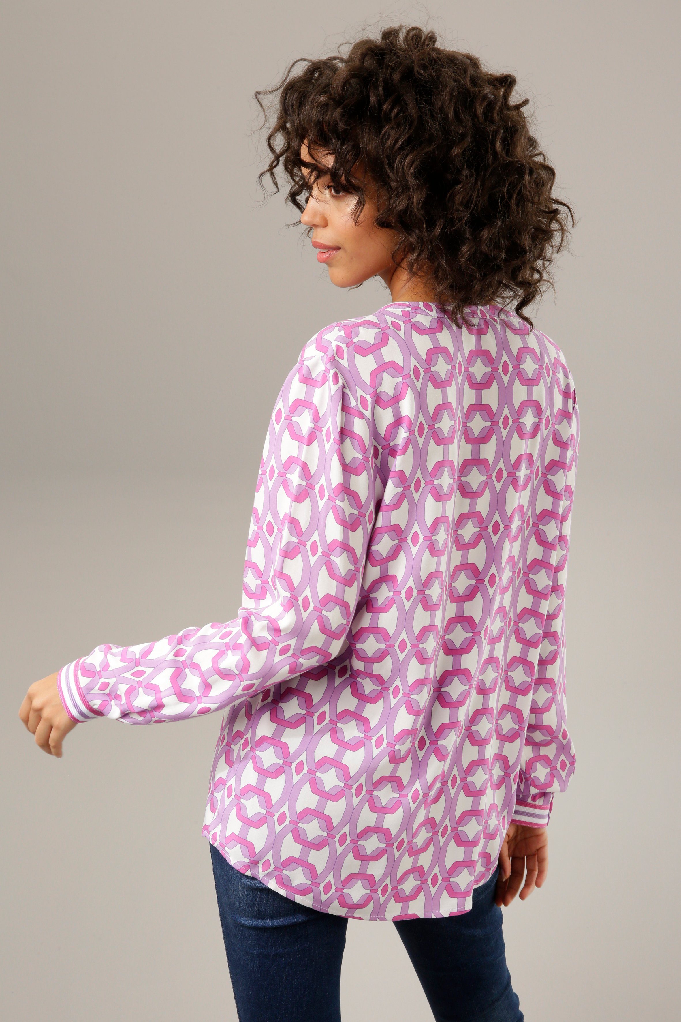 Aniston CASUAL Blouse zonder sluiting met opvallende, grafische print