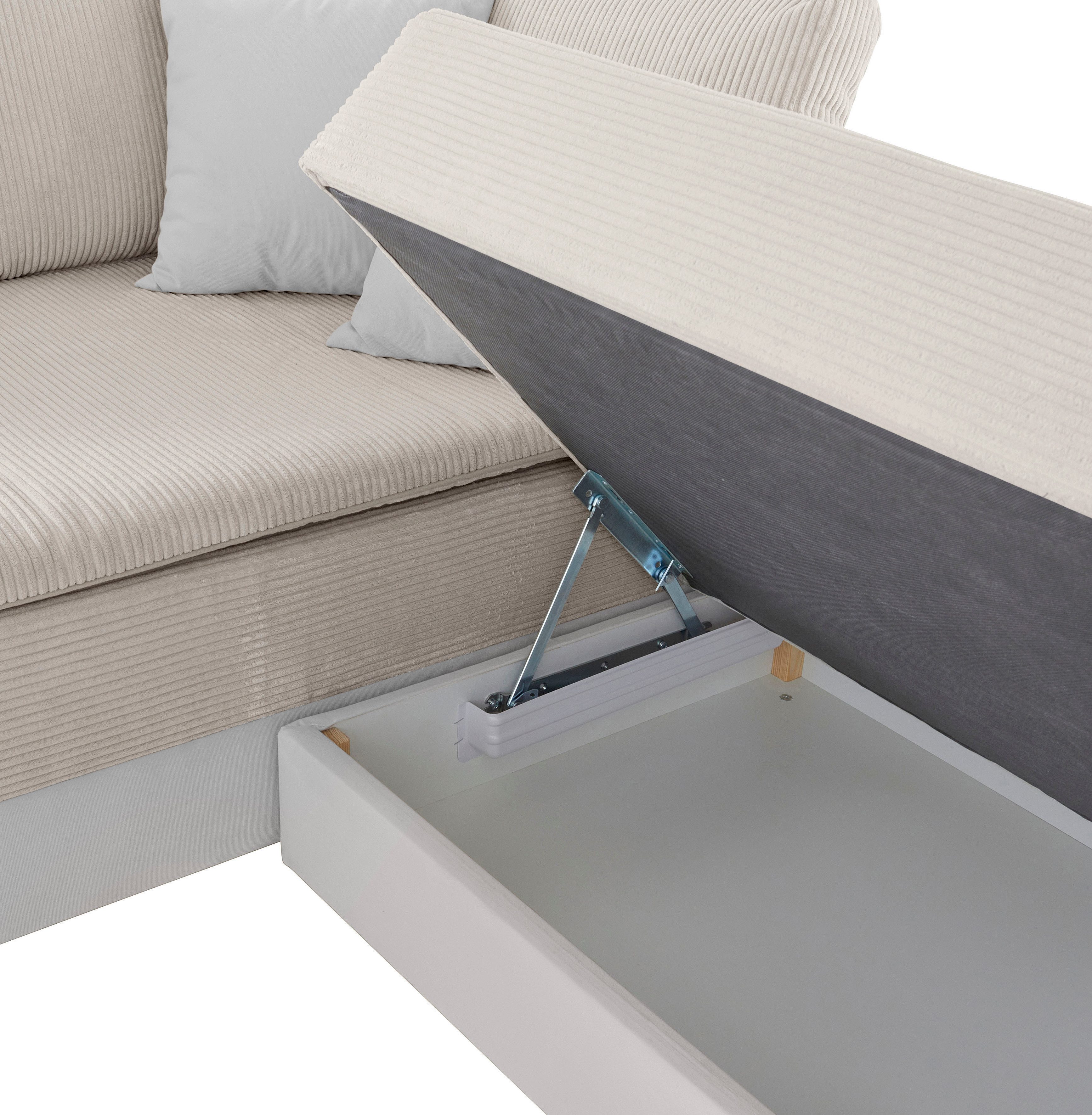 INOSIGN Hoekbank Boxspringbed Night & Day L-vorm met permanente slaapfunctie met armleuning