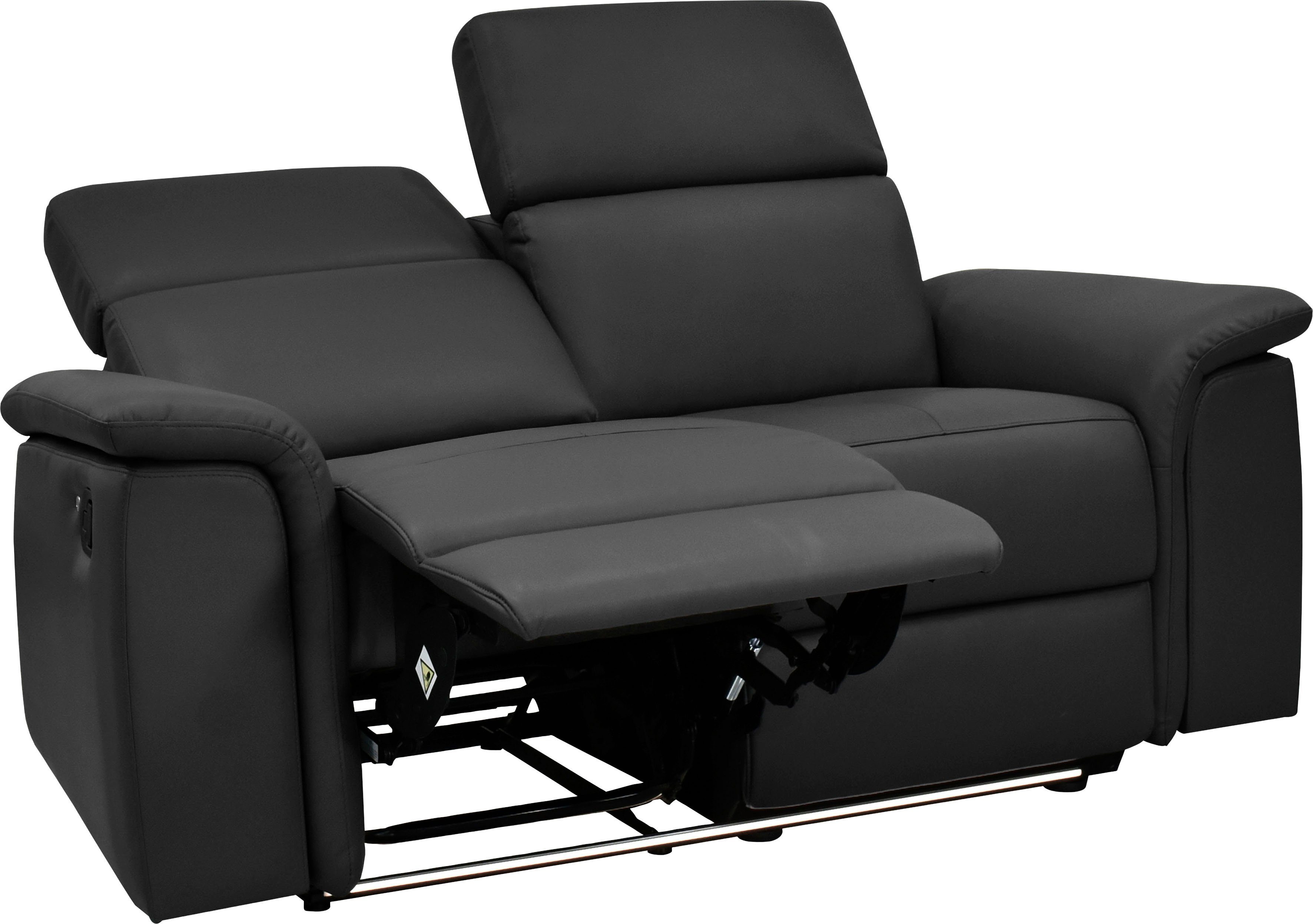 Places of Style 2-zitsbank Pareli 172 cm, handmatige en elektrische relaxfunctie USB, hoofdsteunverstelling, LED, in echt leer, kunstleer, web