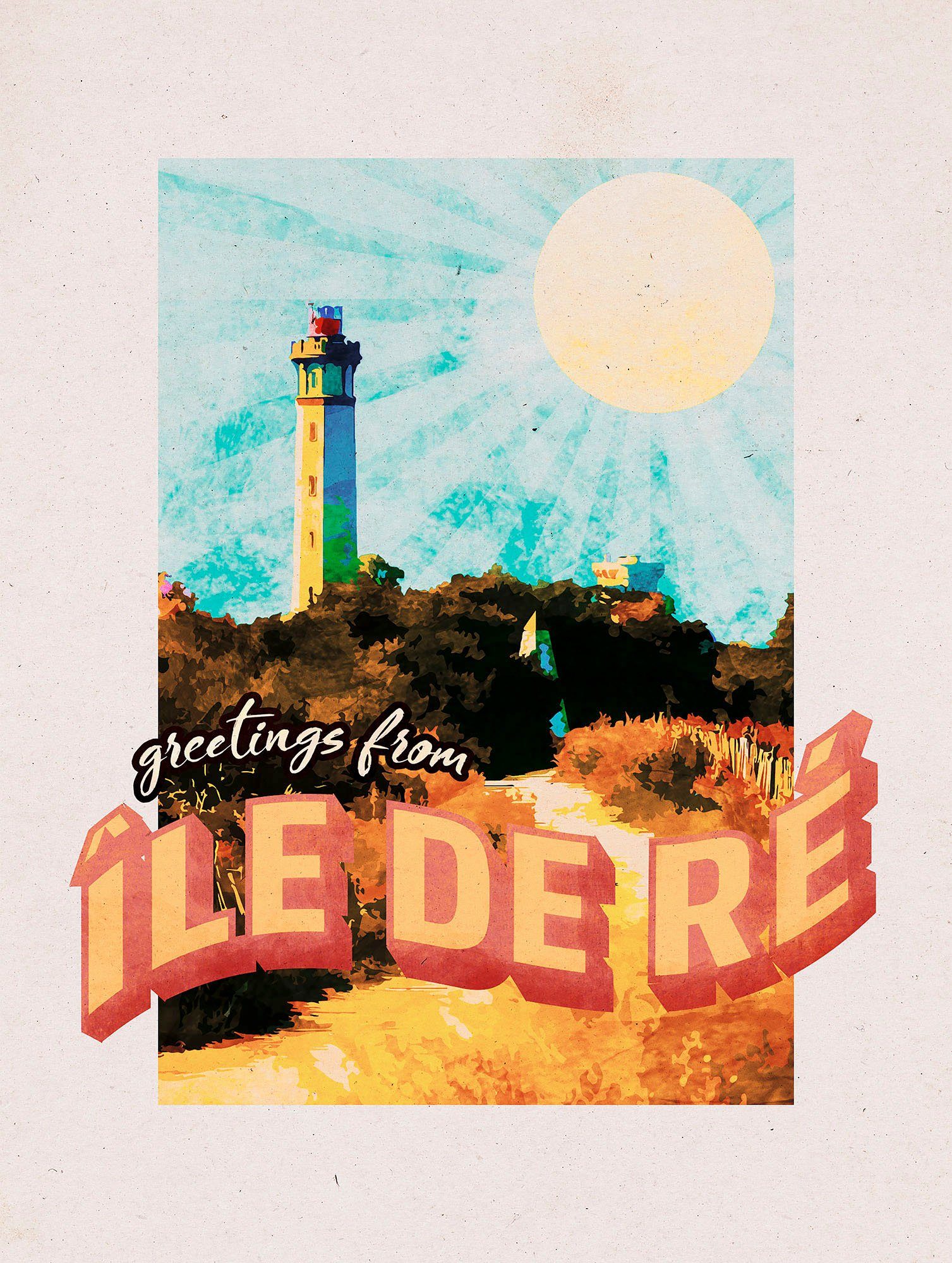 Komar Wanddecoratie Vintage Reis Île de Ré Wanddecoratie - zonder lijst (1 stuk)