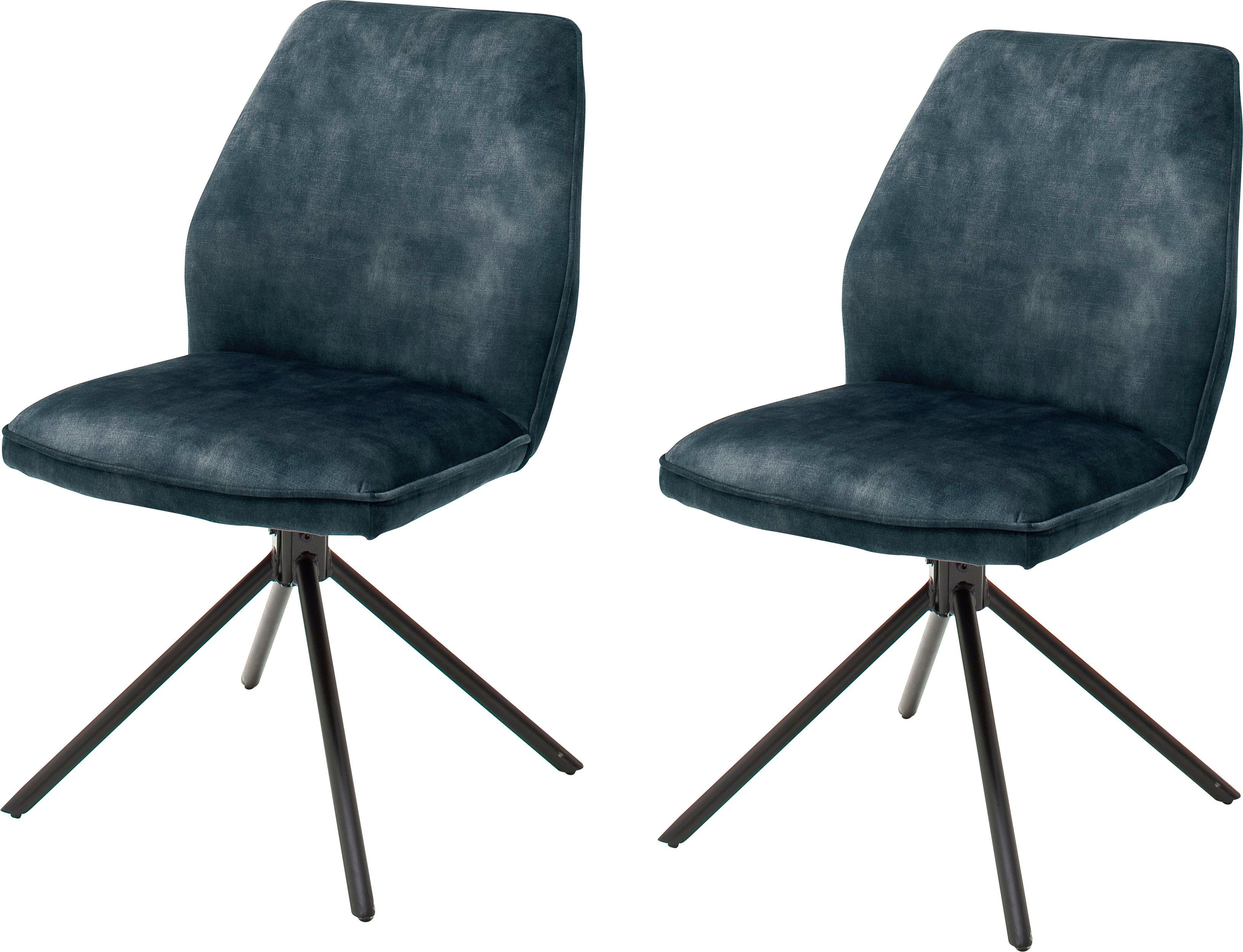 MCA furniture Eetkamerstoel OTTAWA Vintage suède-look met opstaande naad, stoel belastbaar tot 120 kg (set, 2 stuks) 4 poot stoelen blauw