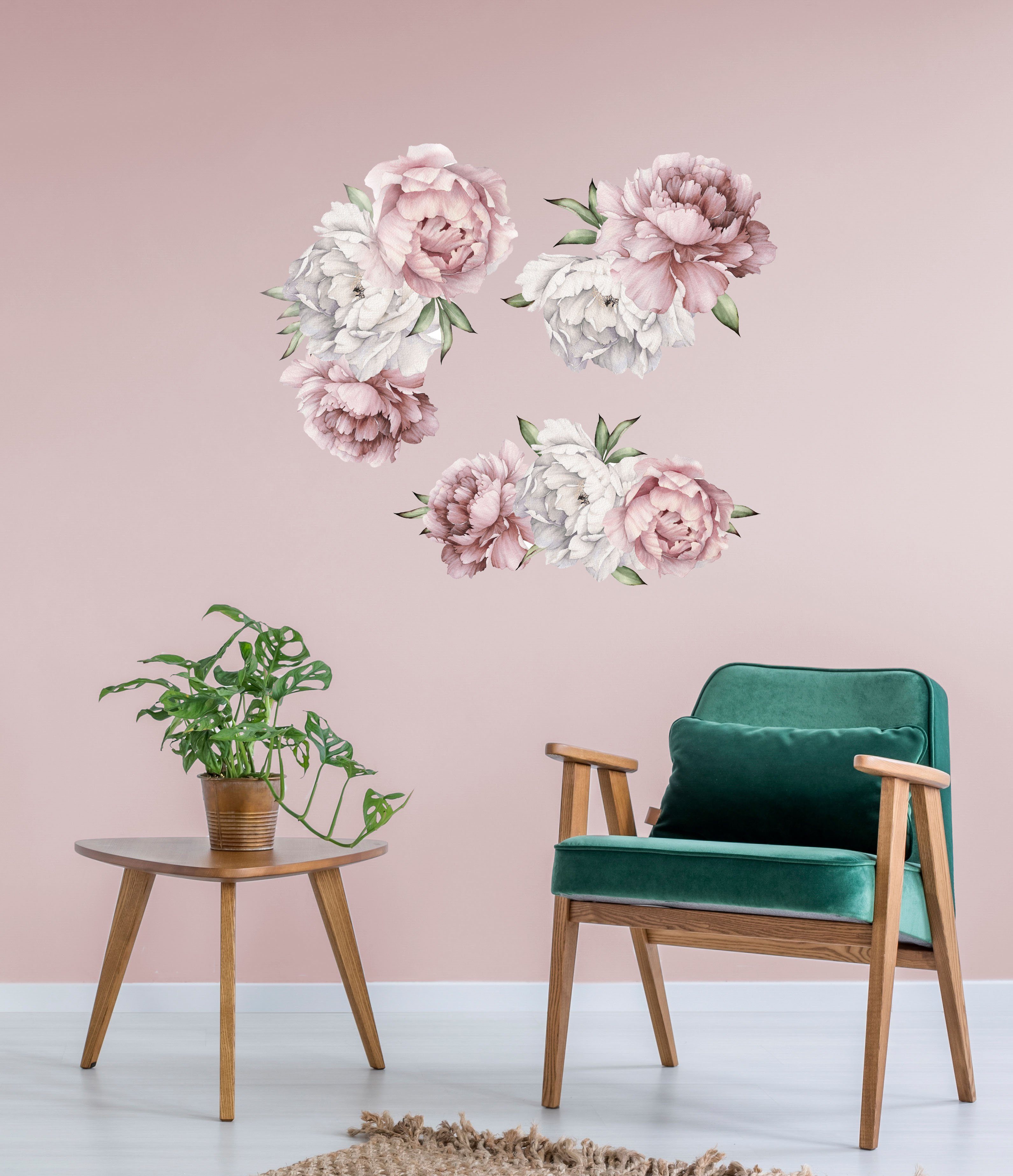 queence Wandfolie Bine Muurdecoratie, sticker, roze, bloem, bloei, zelfklevend (1 stuk)