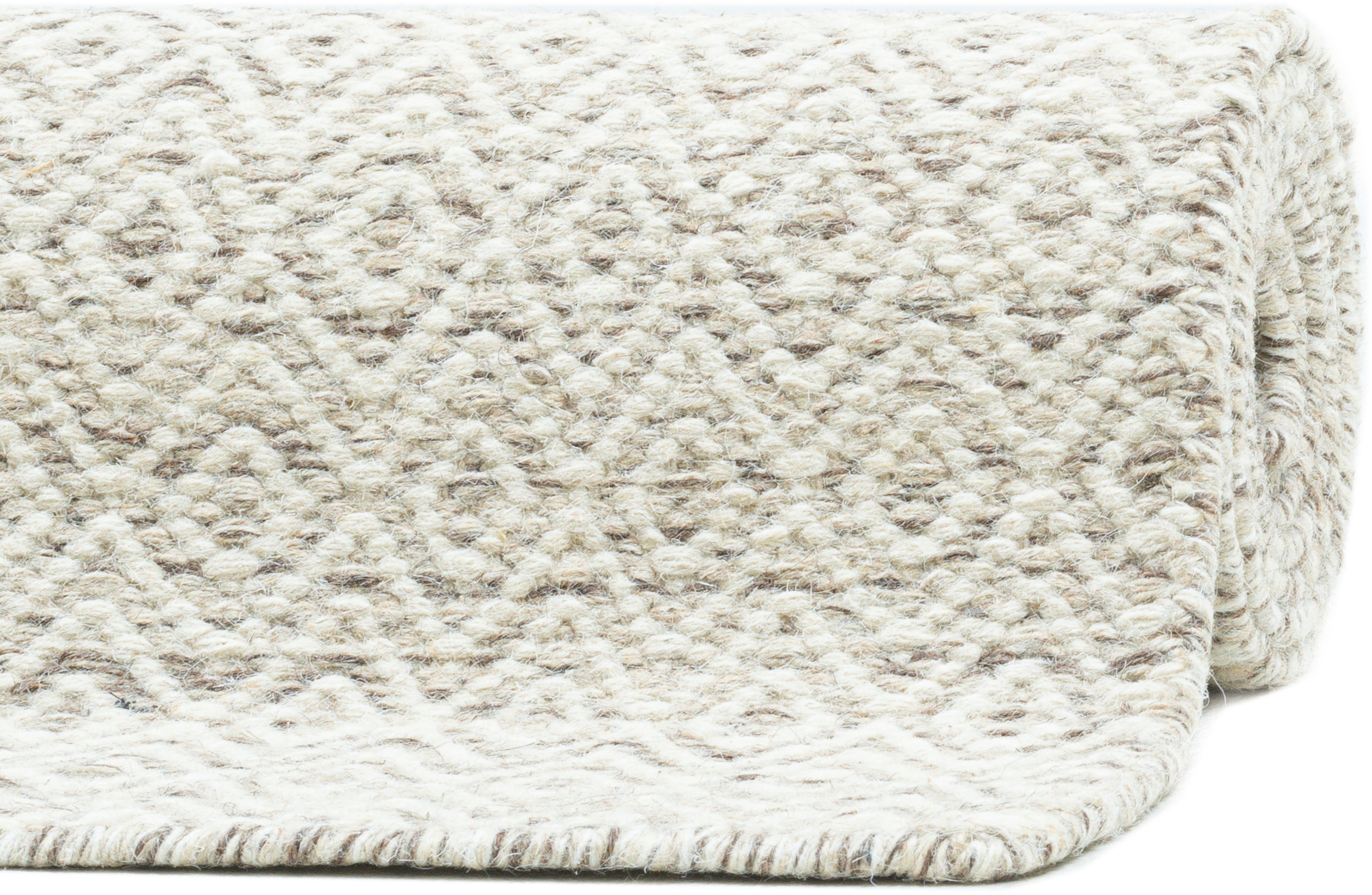 THEKO Wollen kleed Trondheim PO-502 Handgeweven vloerkleed, platweefsel, zuivere wol, met de hand geweven, ruitmotief