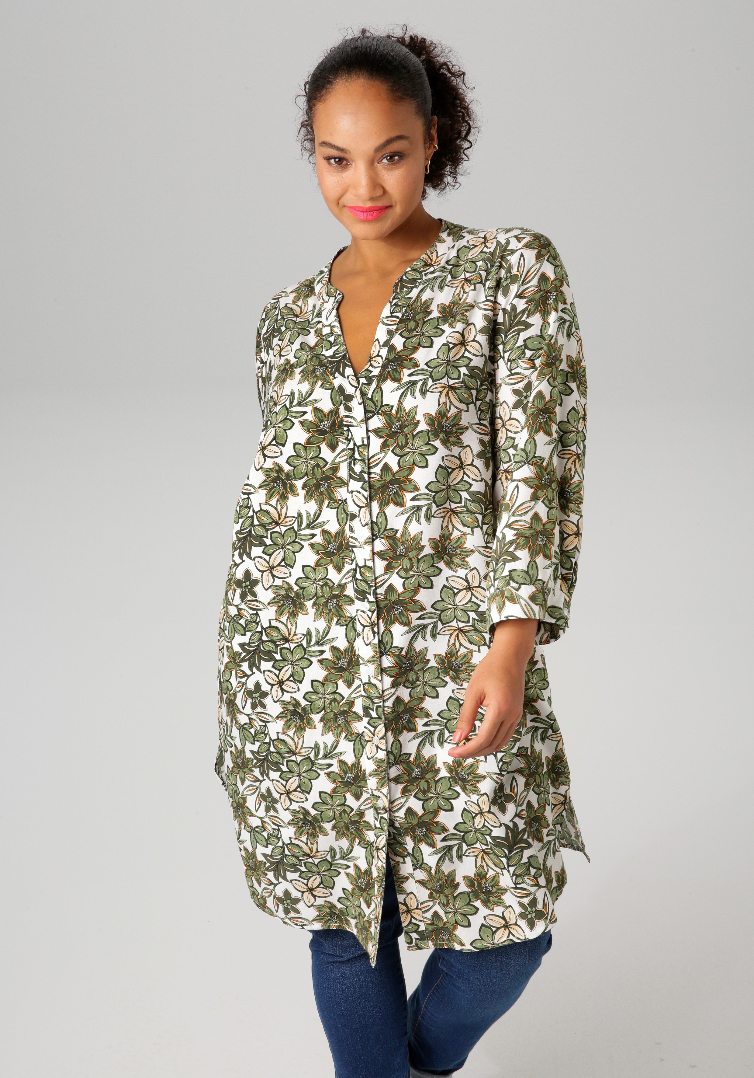 Aniston PLUS Lange blouse met kleurharmonieuze bloemen bedrukt - nieuwe collectie